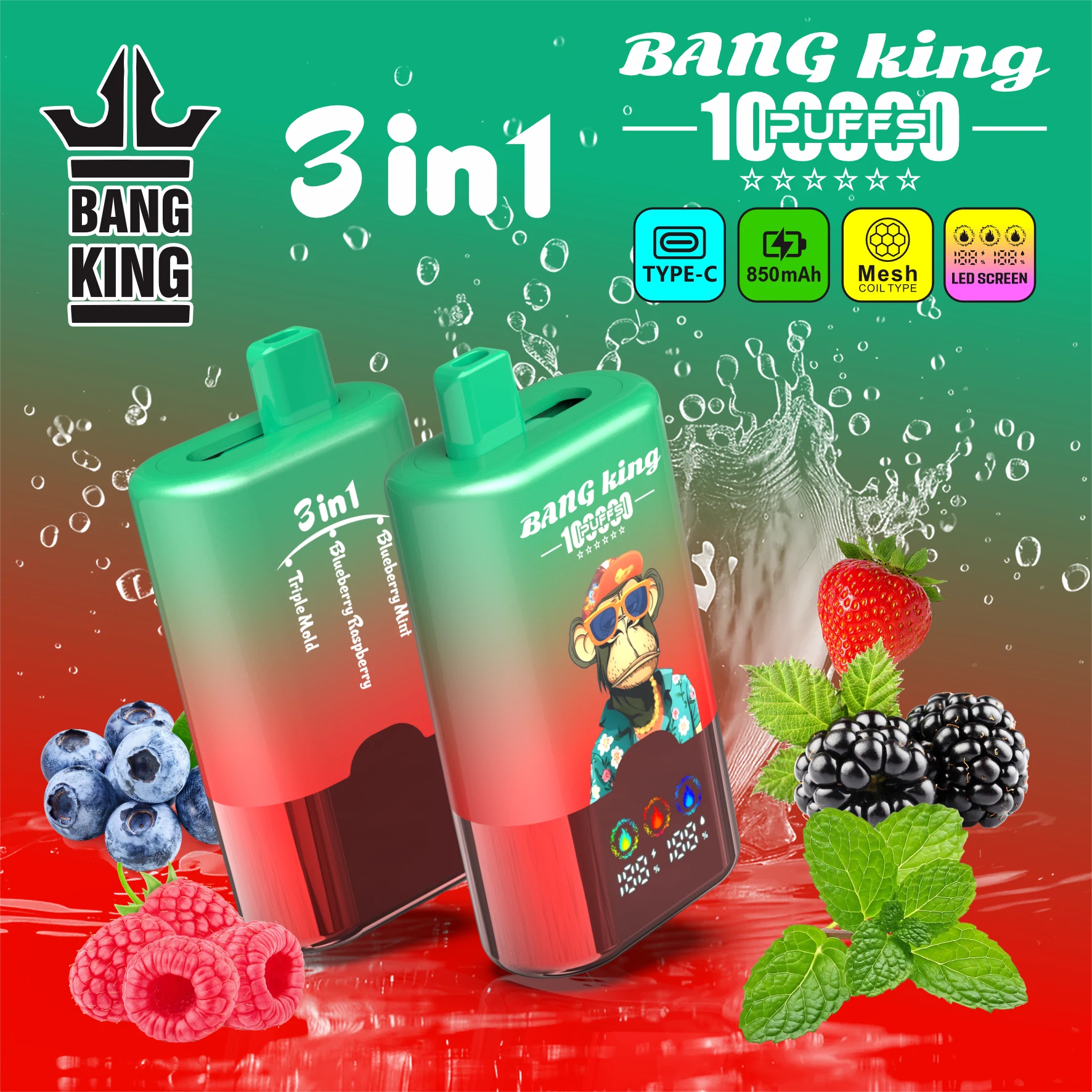 Bang King 100000パフ 3-in-1 使い捨て電子タバコ 画像8