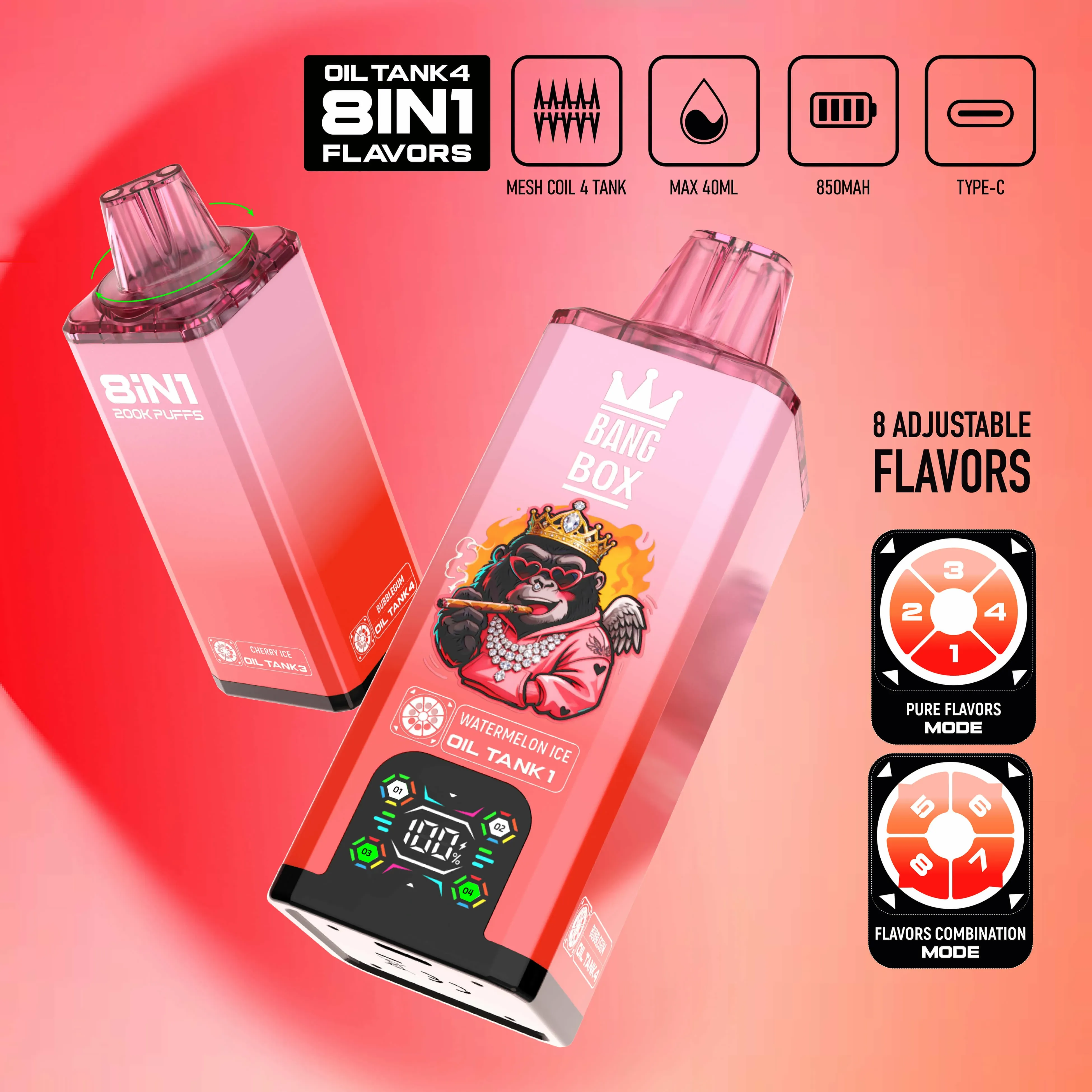 BANG BOX 200000パフ 8-in-1 使い捨て電子タバコ 画像3