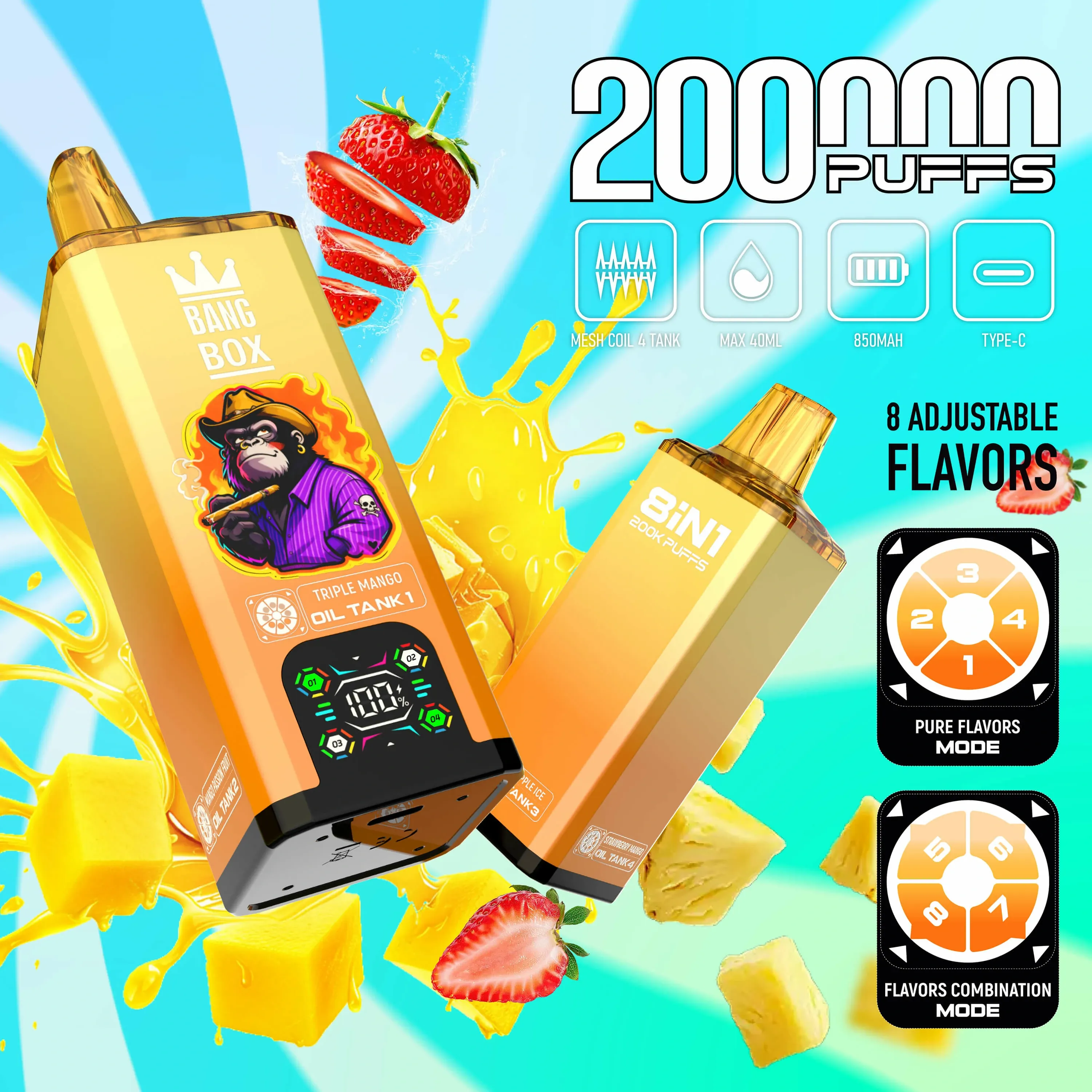 BANG BOX 200000パフ 8-in-1 使い捨て電子タバコ 画像2