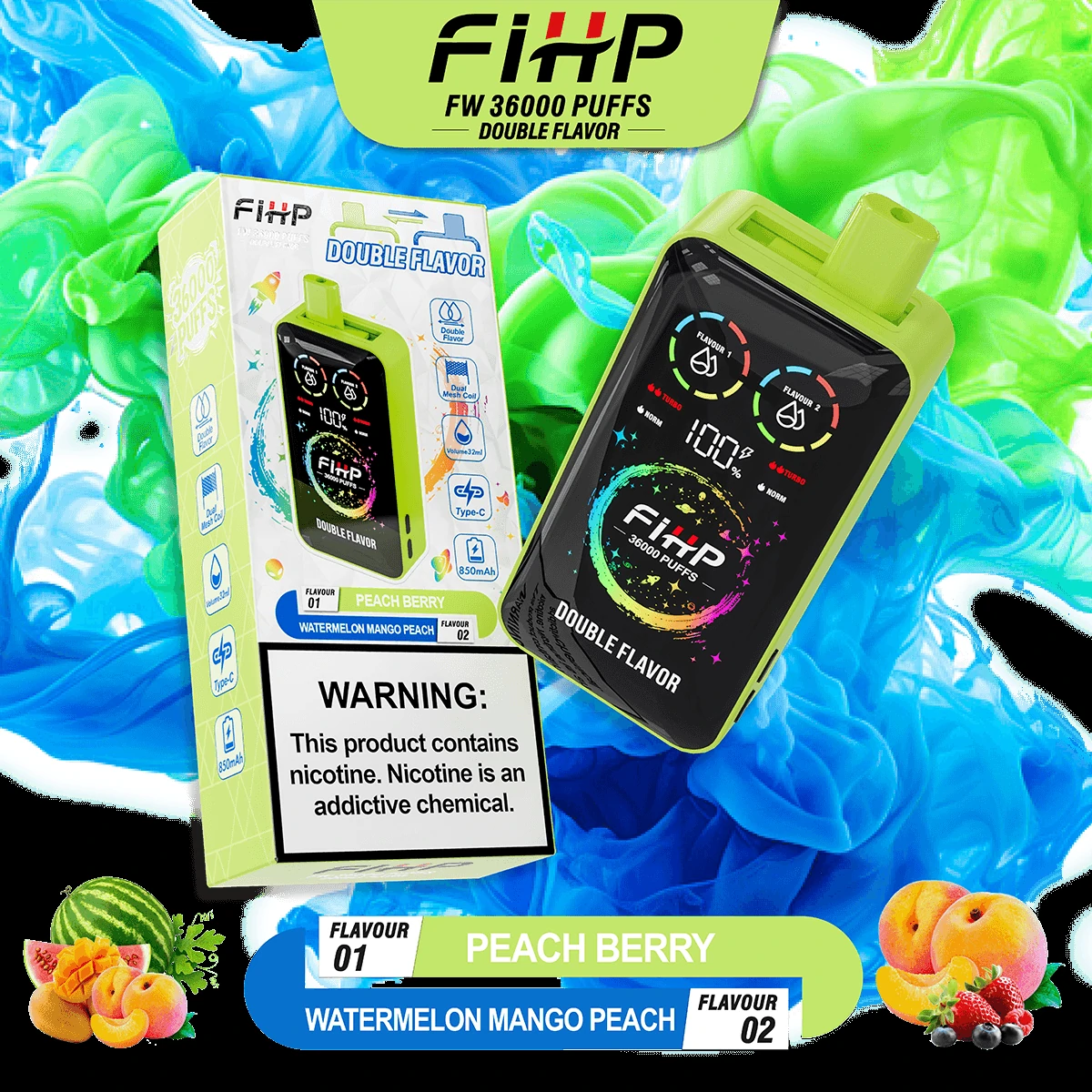 FIHP 36000パフ 2-in-1 使い捨て電子タバコ 画像2