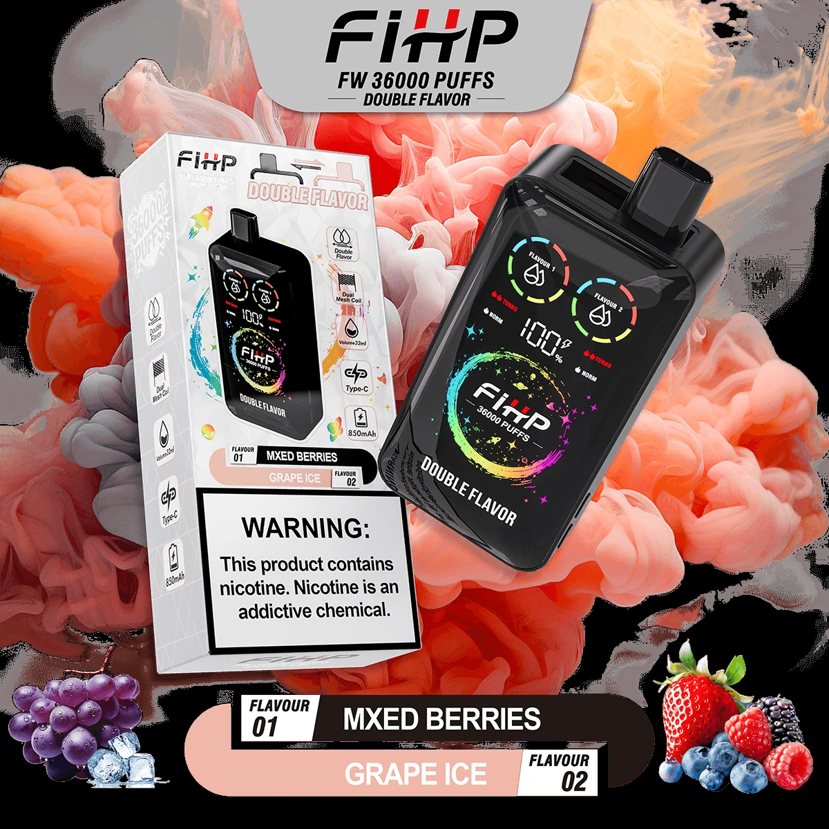 FIHP 36000パフ 2-in-1 使い捨て電子タバコ 画像3