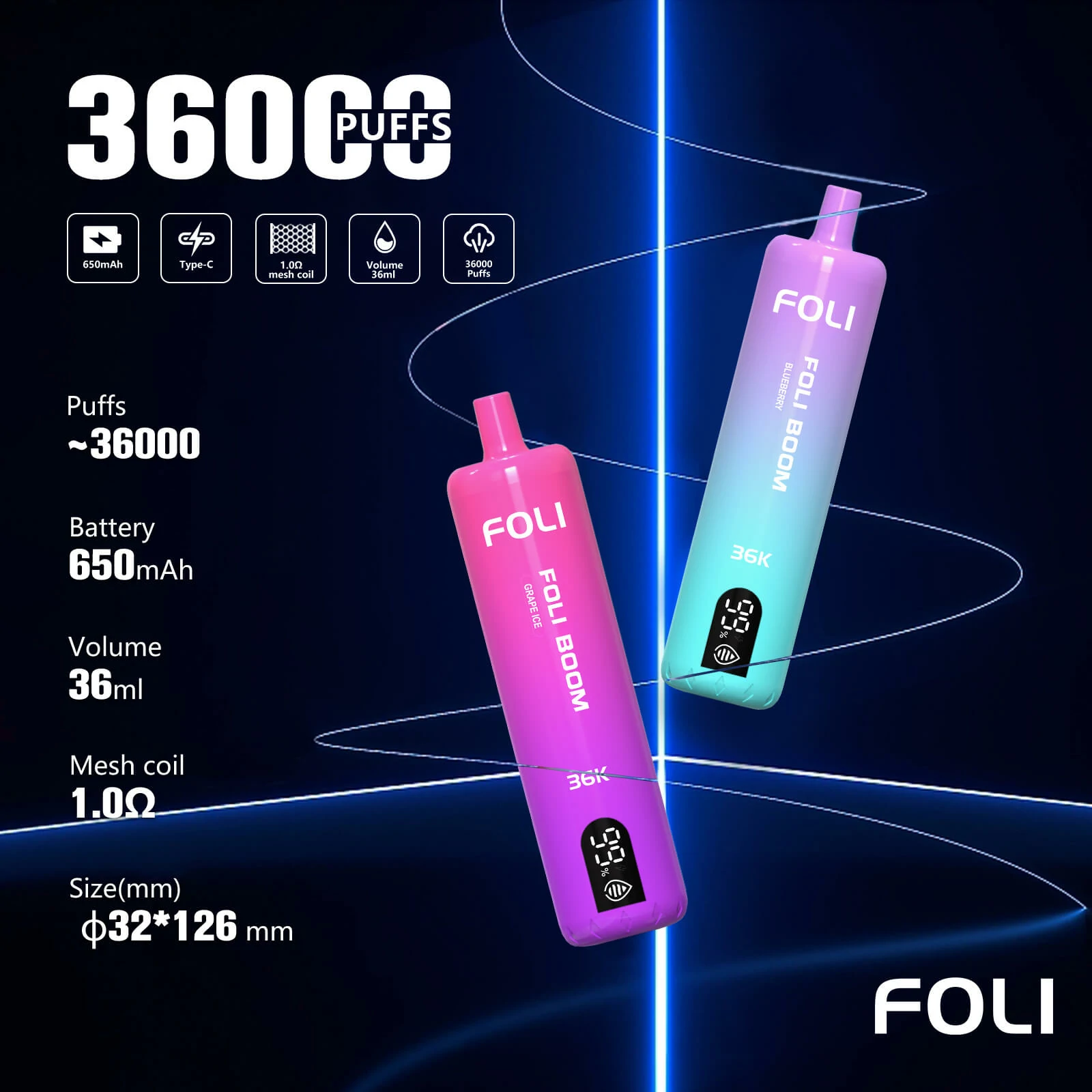 FOLI 36000パフ 使い捨て電子タバコ