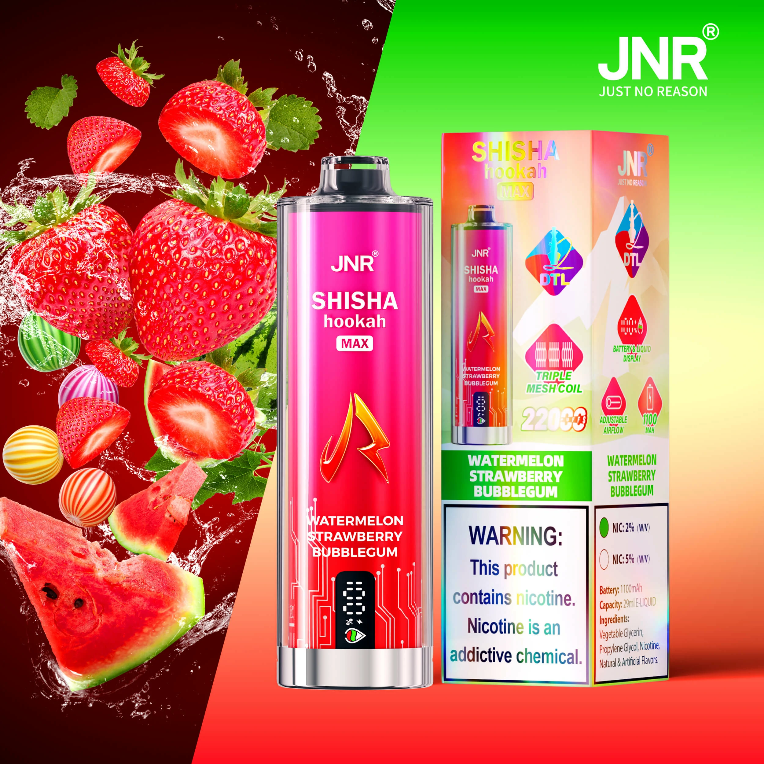 JNR Shisha Hookah Max 22000パフ 使い捨て電子タバコ 画像10