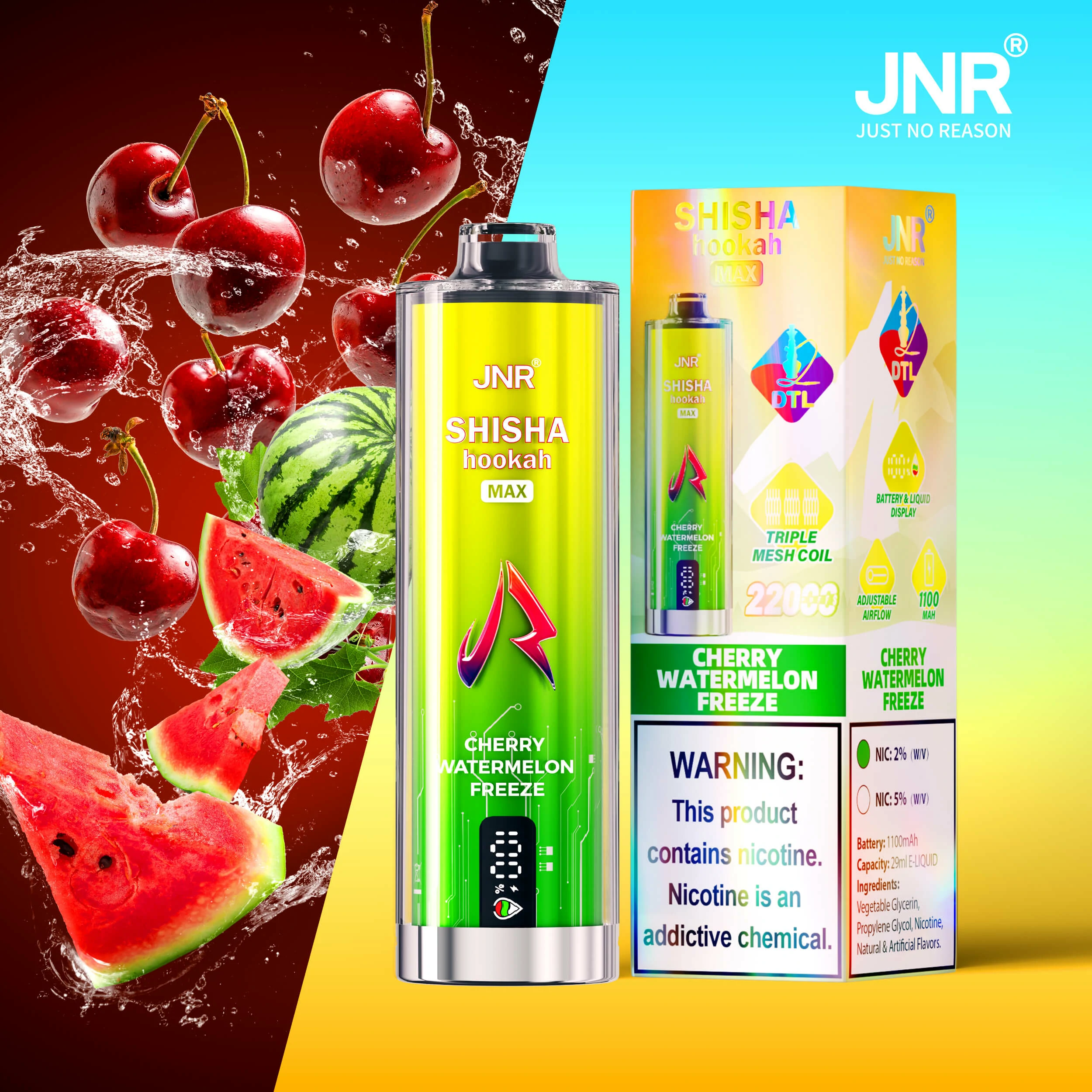 JNR Shisha Hookah Max 22000パフ 使い捨て電子タバコ 画像5