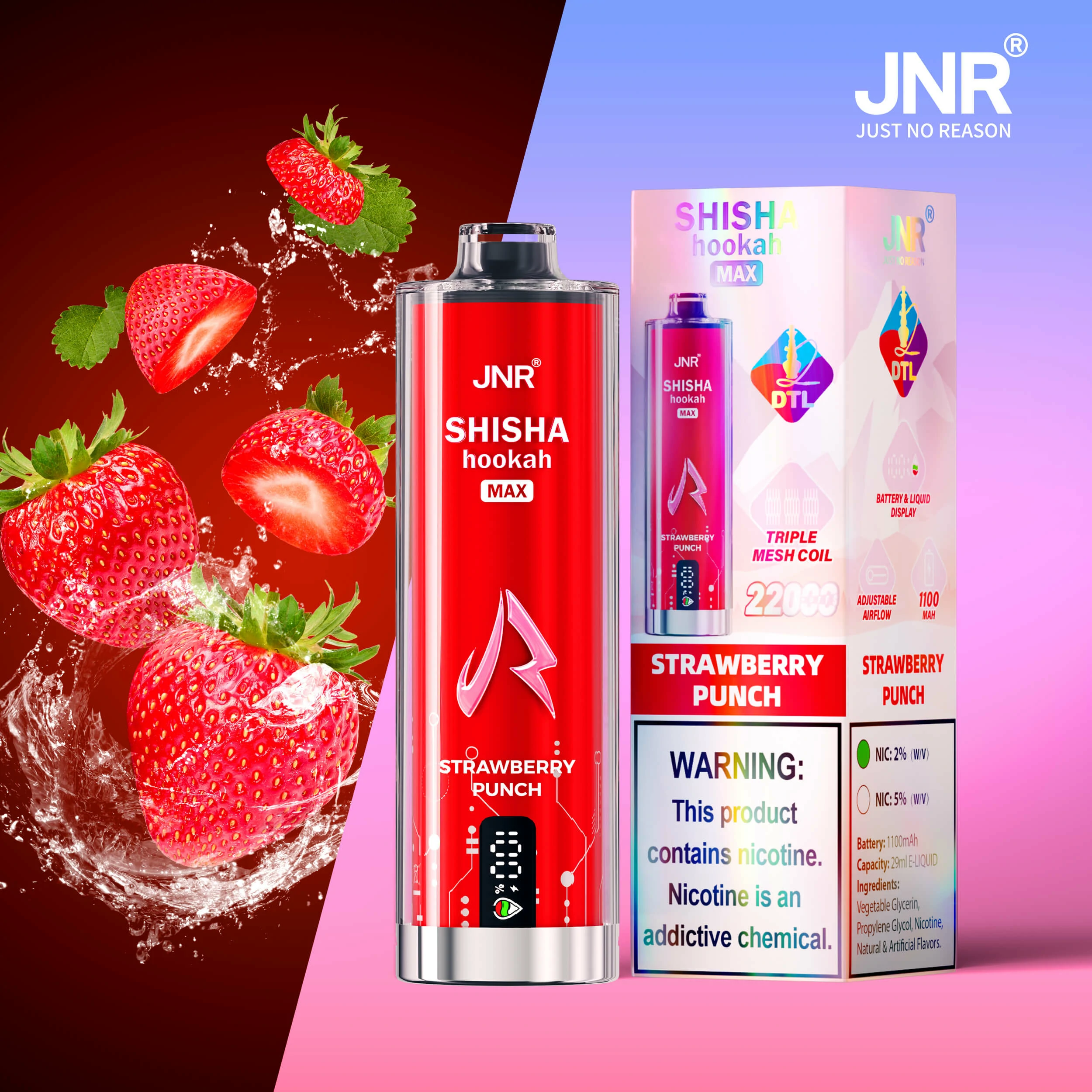 JNR Shisha Hookah Max 22000パフ 使い捨て電子タバコ 画像2