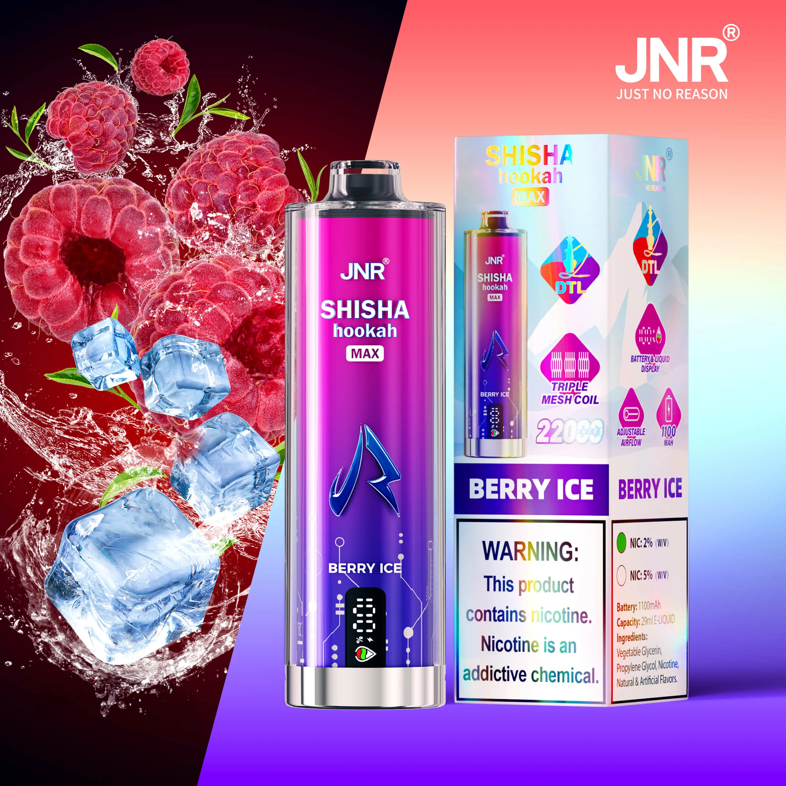 JNR Shisha Hookah Max 22000パフ 使い捨て電子タバコ 画像6