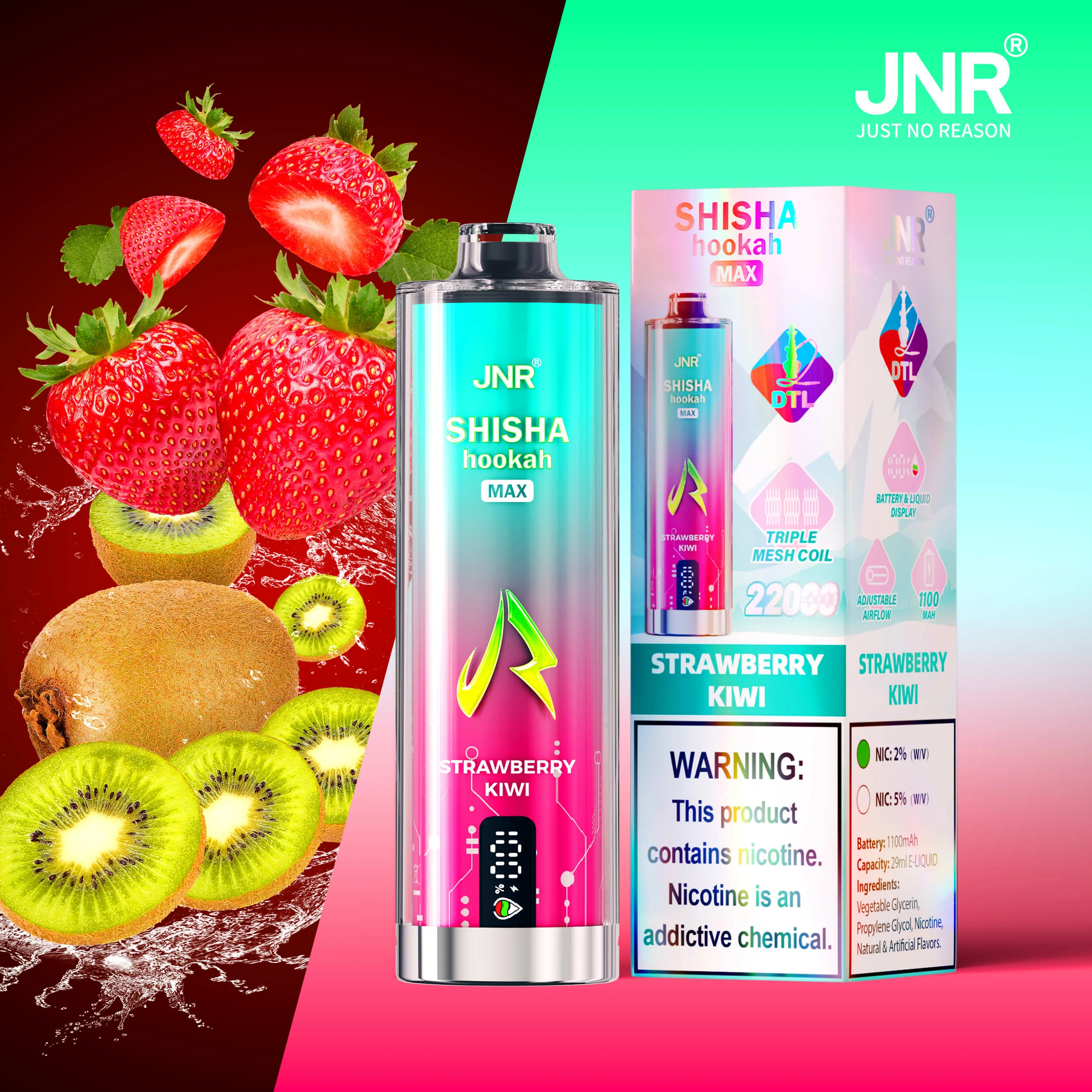 JNR Shisha Hookah Max 22000パフ 使い捨て電子タバコ 画像3