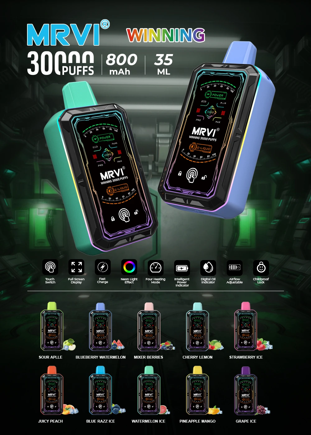 MRVI WINNING Touch Switch 30000パフ 使い捨て電子タバコ 画像11