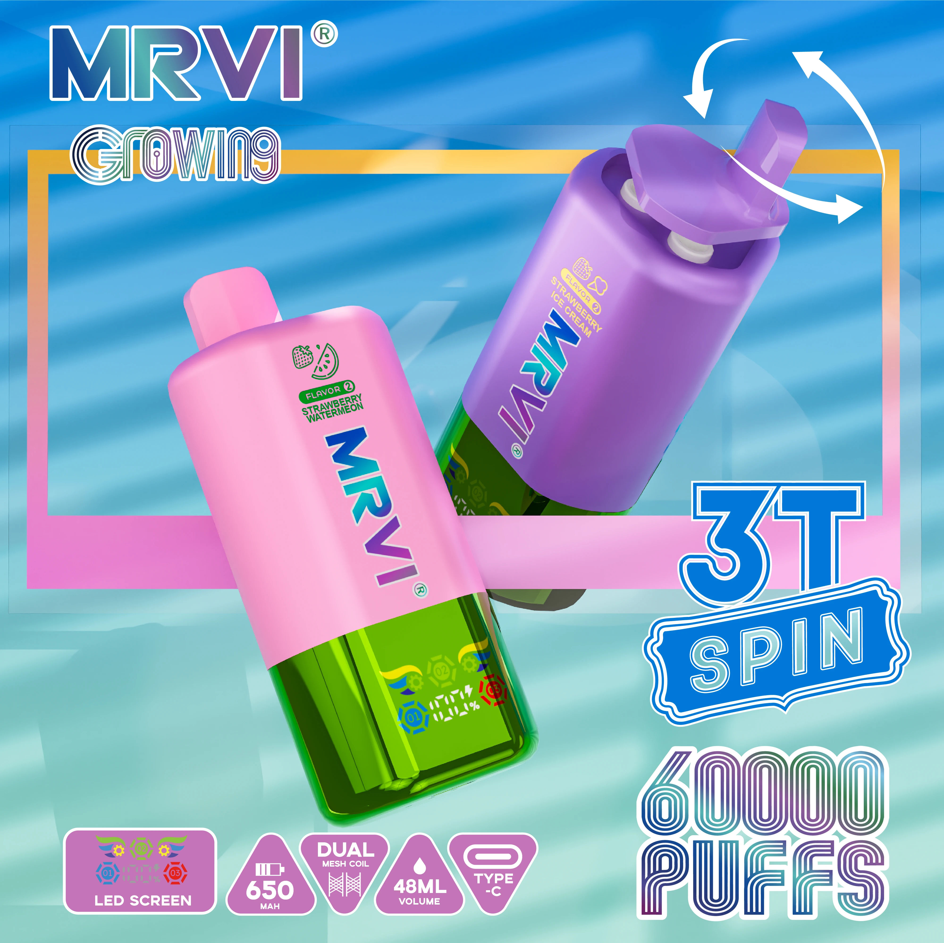 MRVI GROWING 3T SPIN 60000パフ 使い捨て電子タバコ 画像2