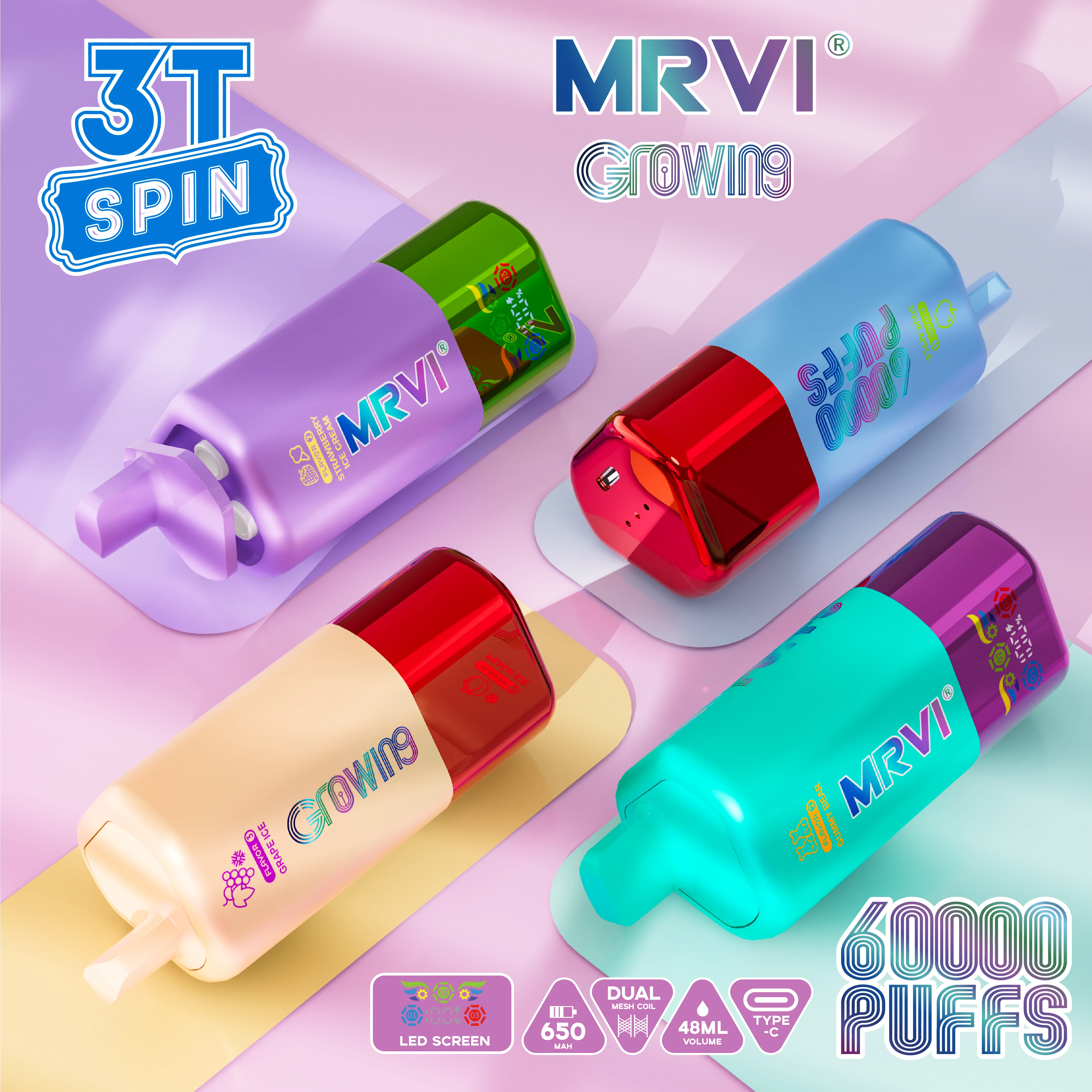 MRVI GROWING 3T SPIN 60000パフ 使い捨て電子タバコ 画像3