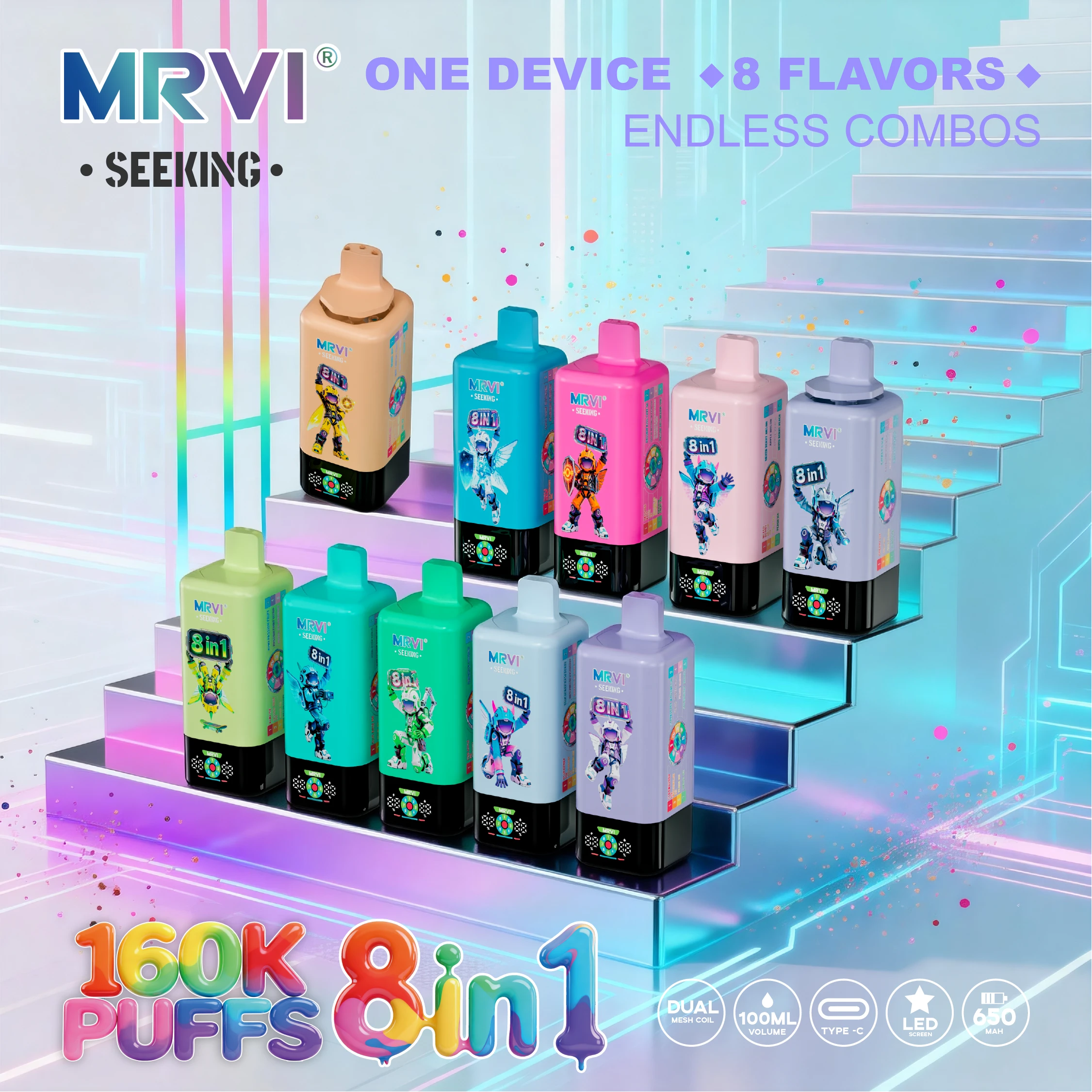 MRVI SEEKING 160000パフ 8-in-1 使い捨て電子タバコ 画像2