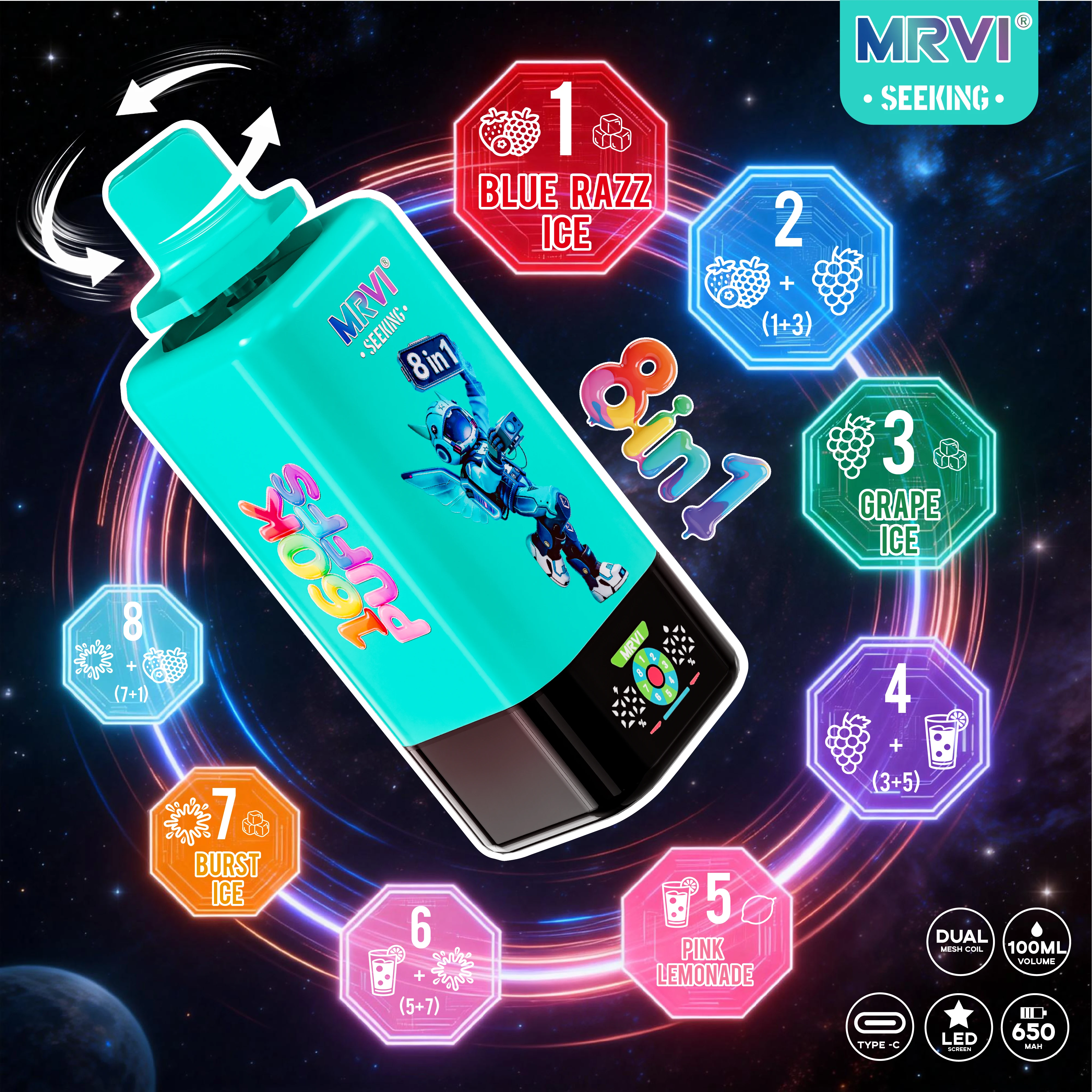MRVI SEEKING 160000パフ 8-in-1 使い捨て電子タバコ 画像8