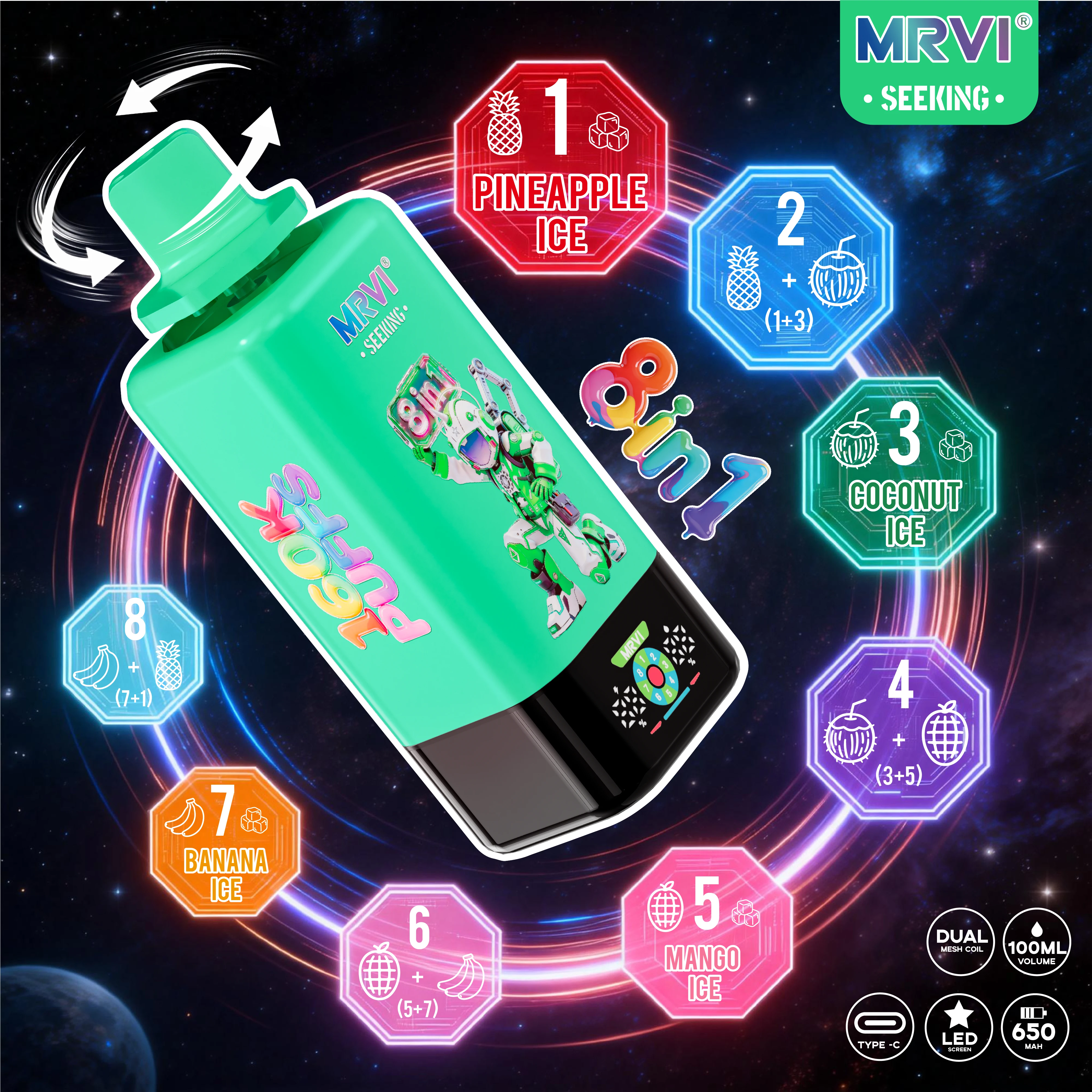 MRVI SEEKING 160000パフ 8-in-1 使い捨て電子タバコ 画像7