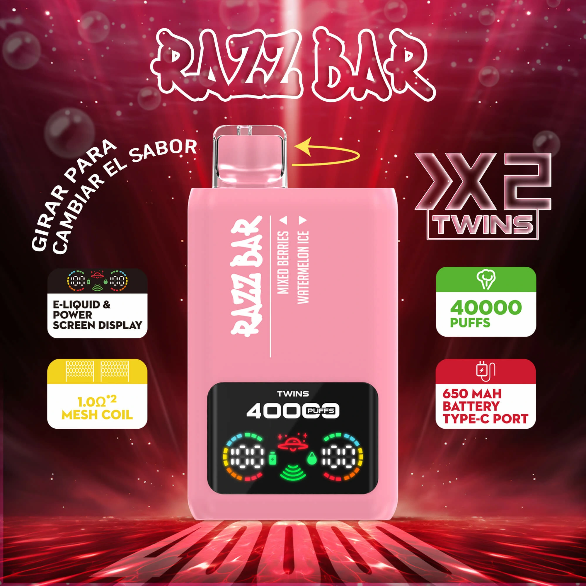 Razz Bar 40000パフ 2-in-1 使い捨て電子タバコ 画像2
