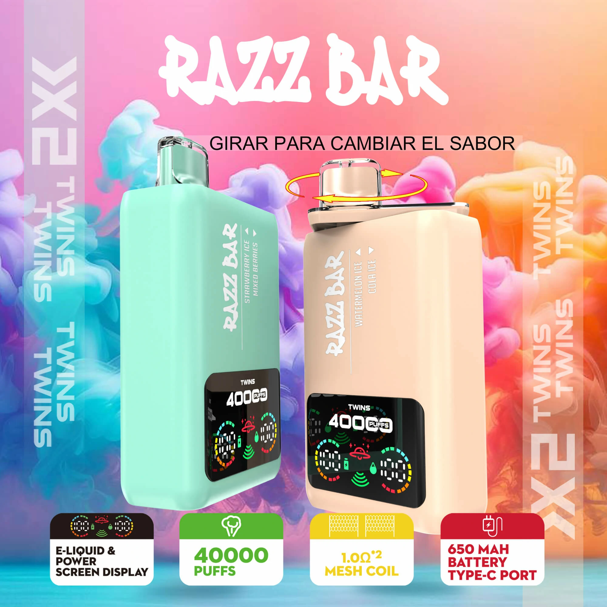 Razz Bar 40000パフ 2-in-1 使い捨て電子タバコ 画像4