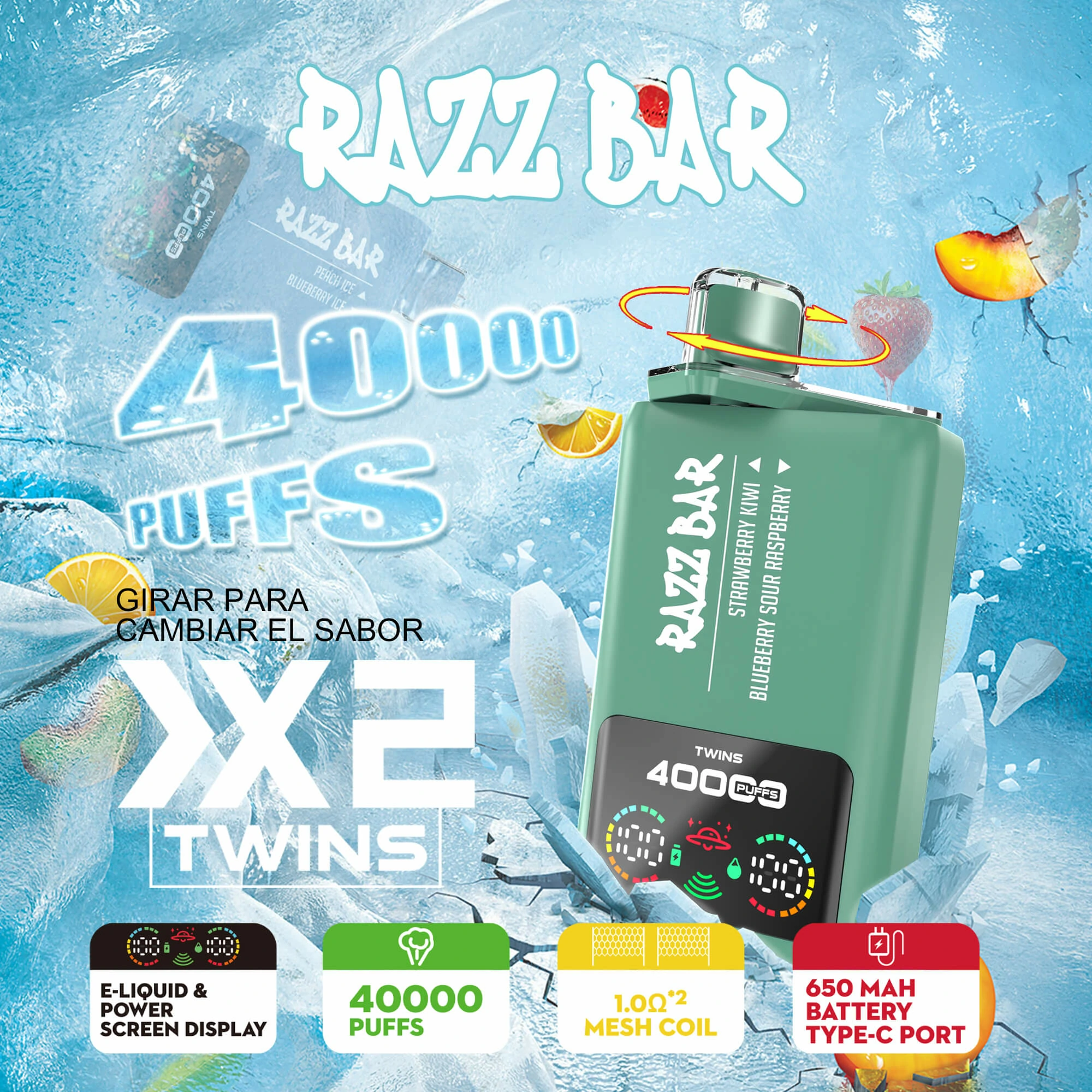Razz Bar 40000パフ 2-in-1 使い捨て電子タバコ 画像6