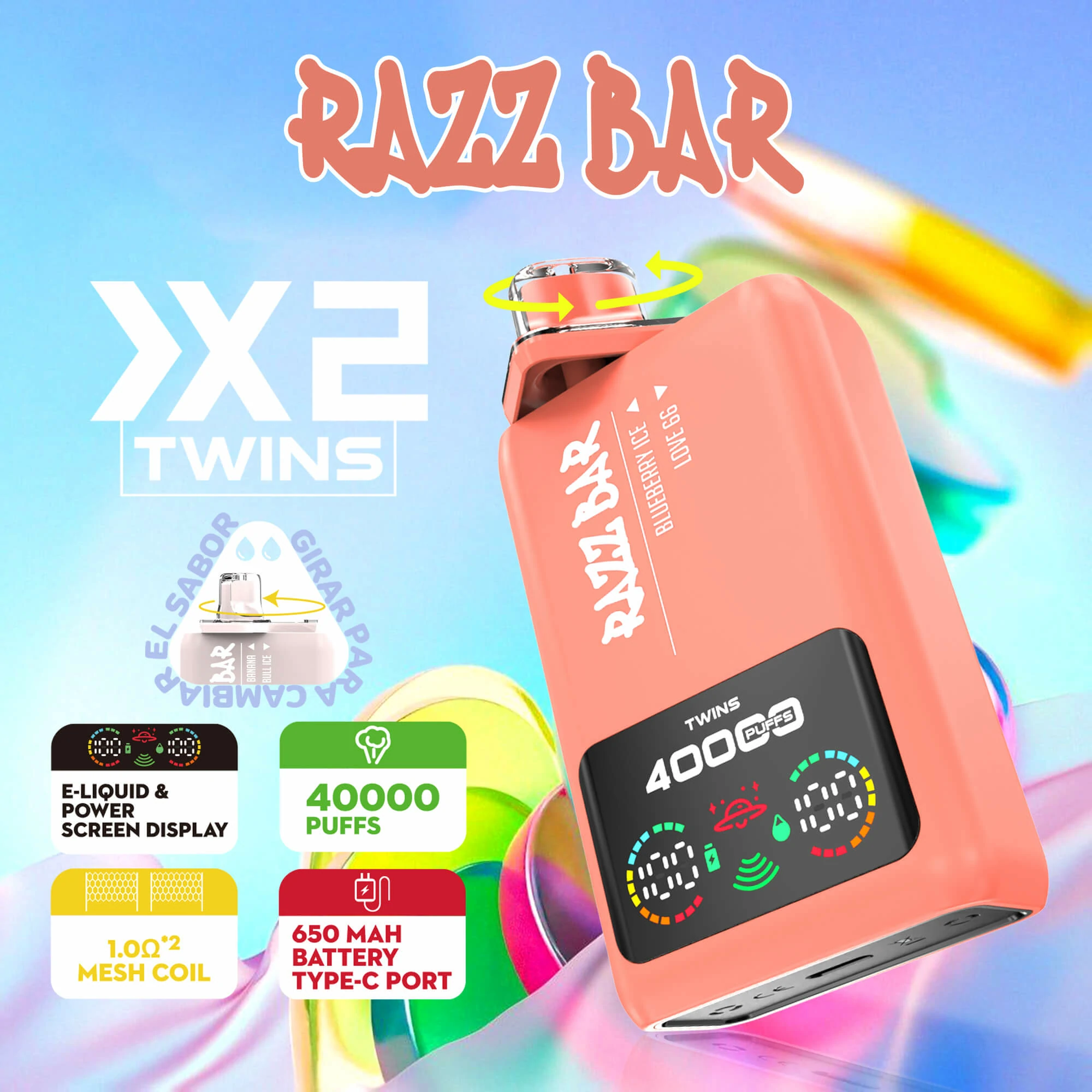 Razz Bar 40000パフ 2-in-1 使い捨て電子タバコ 画像5