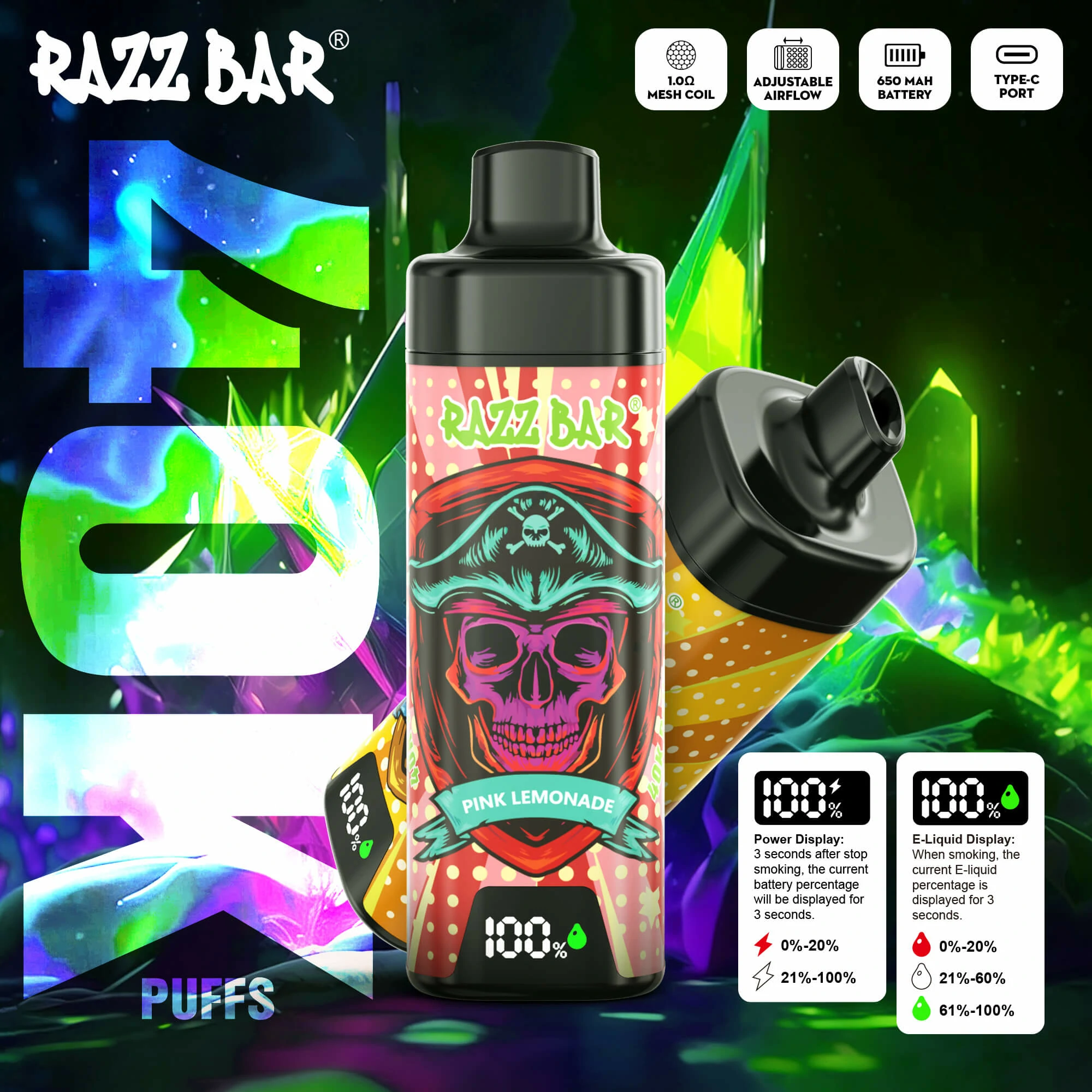 RAZZ Bar Smart Screen 40000パフ 使い捨て電子タバコ 画像2