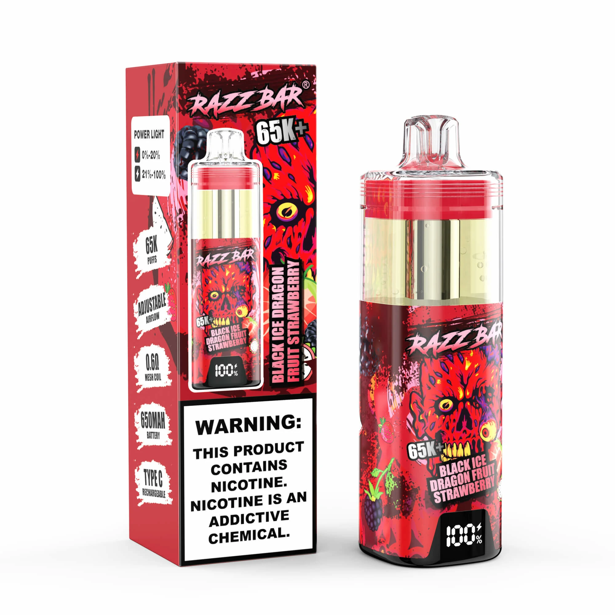 Razz Bar Crystal Smart Screen 65000パフ 使い捨て電子タバコ 画像2
