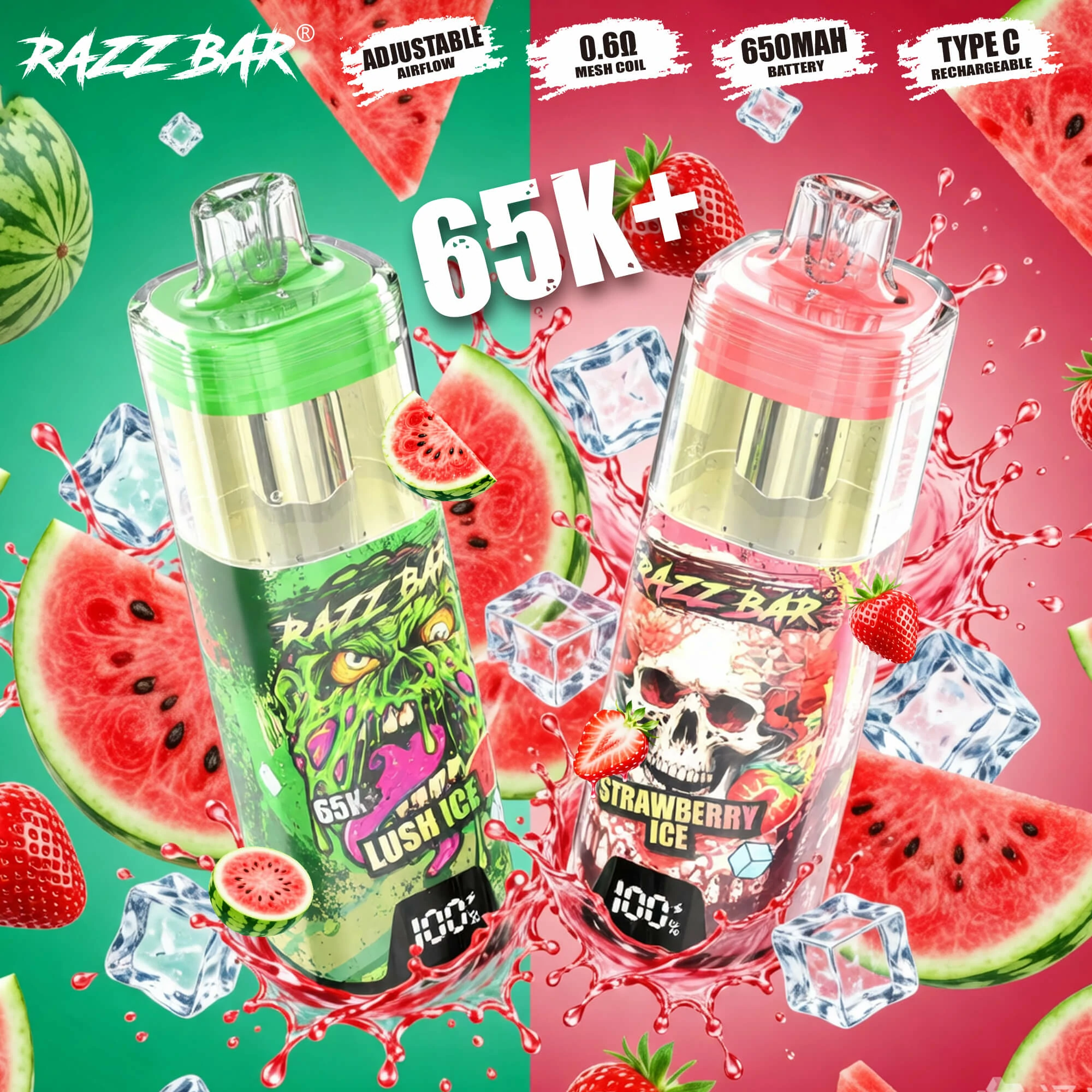 Razz Bar Crystal Smart Screen 65000パフ 使い捨て電子タバコ 画像4
