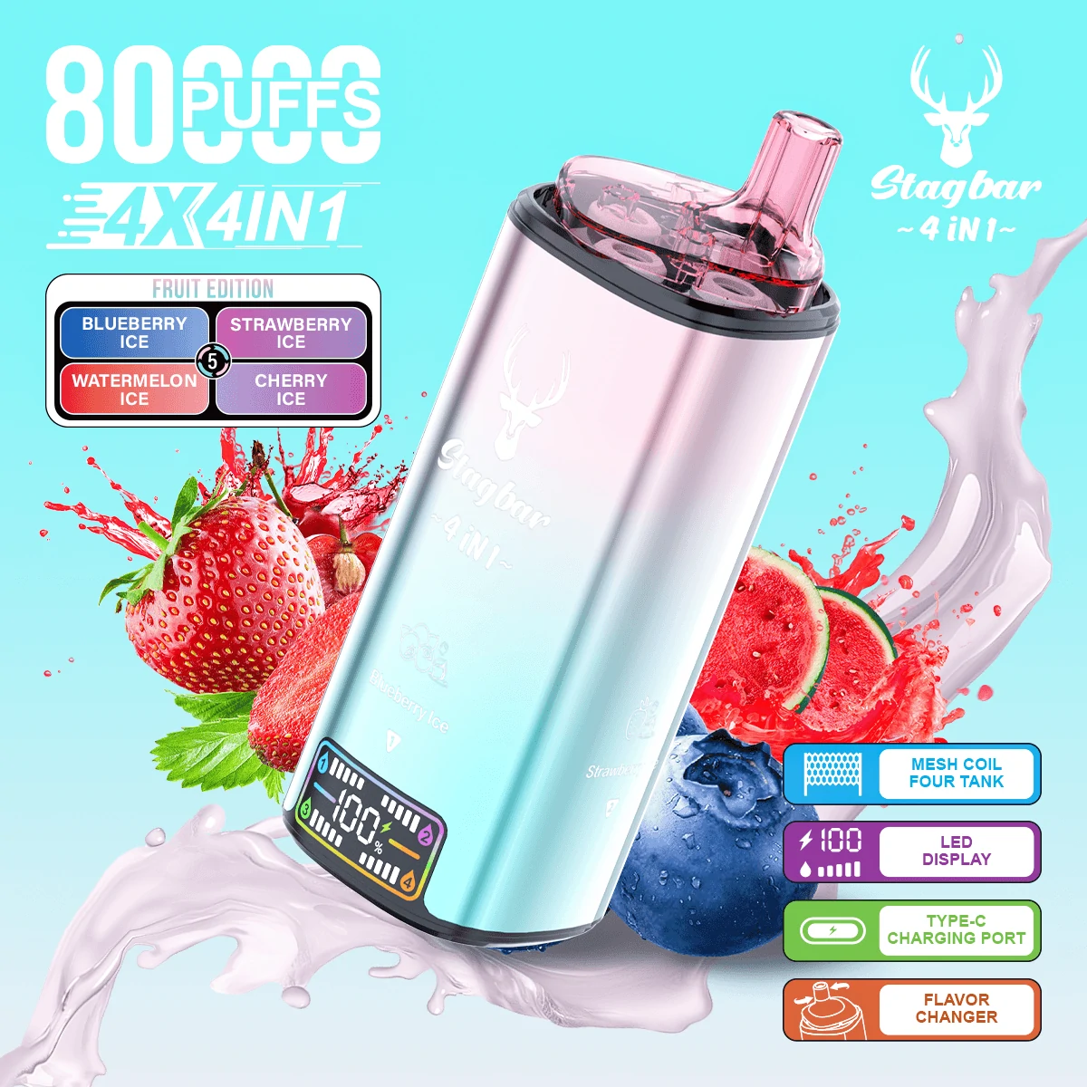 Stag Bar 80000パフ 4-in-1 使い捨て電子タバコ 画像2