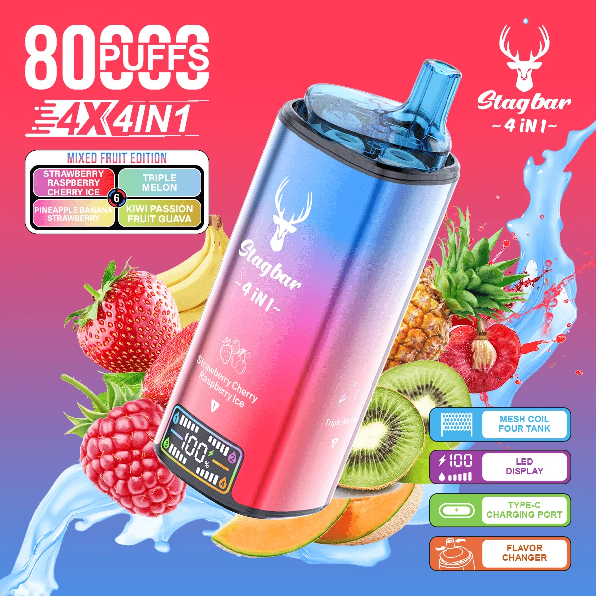 Stag Bar 80000パフ 4-in-1 使い捨て電子タバコ 画像10