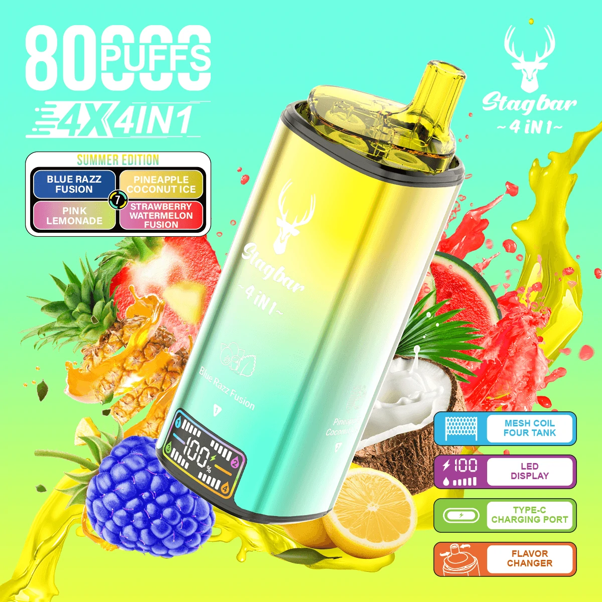 Stag Bar 80000パフ 4-in-1 使い捨て電子タバコ 画像11