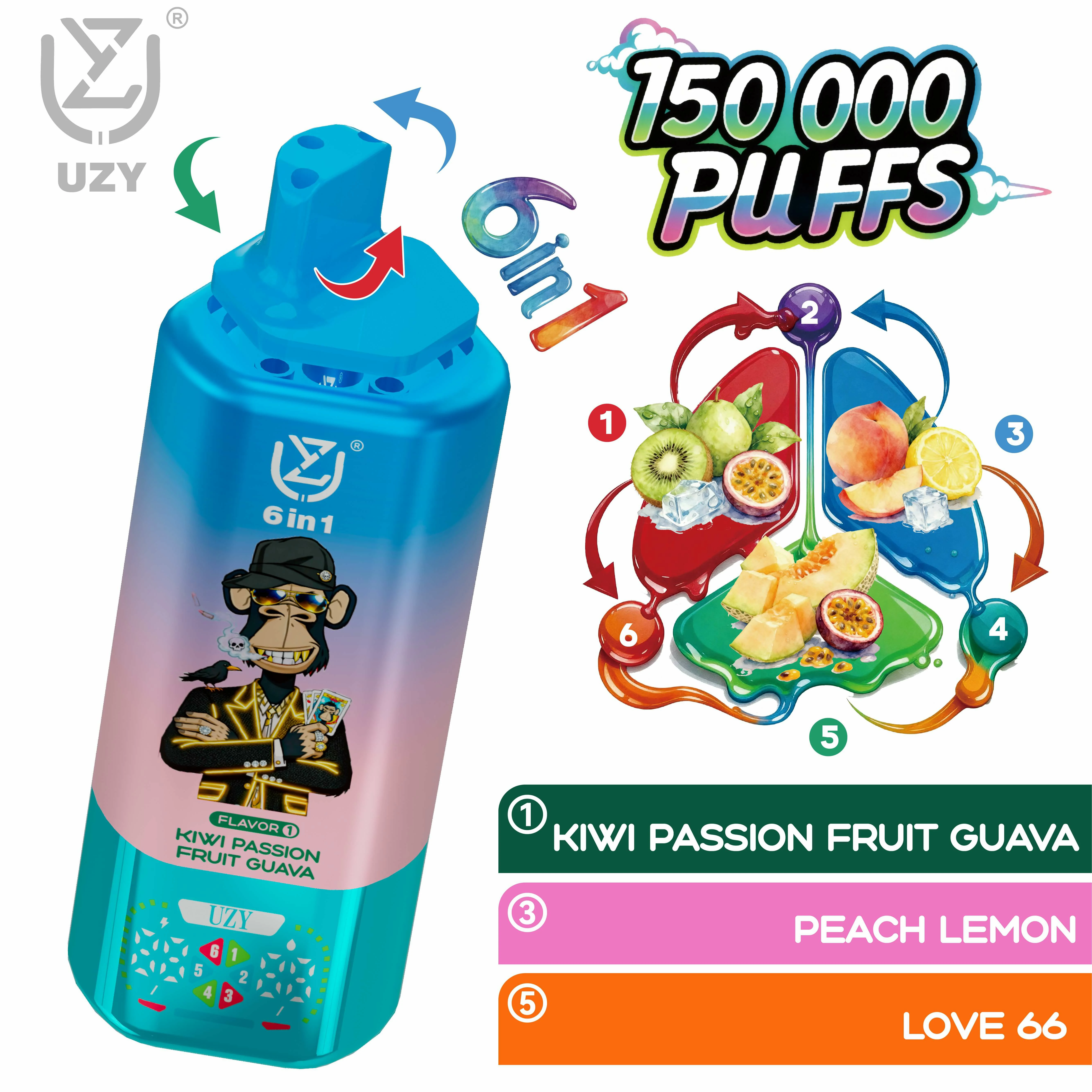 UZY 150000パフ 6-in-1 使い捨て電子タバコ 画像7
