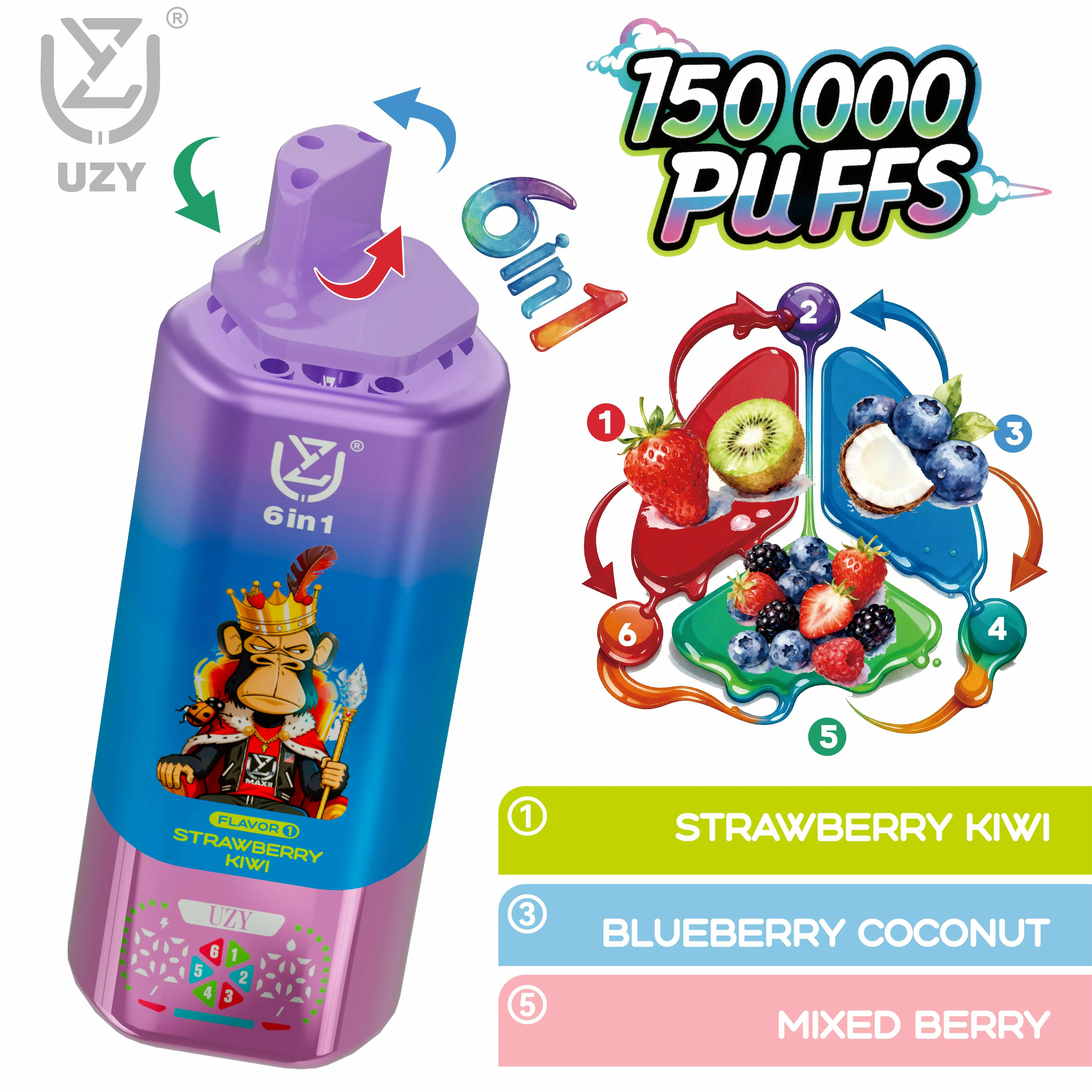 UZY 150000パフ 6-in-1 使い捨て電子タバコ 画像4