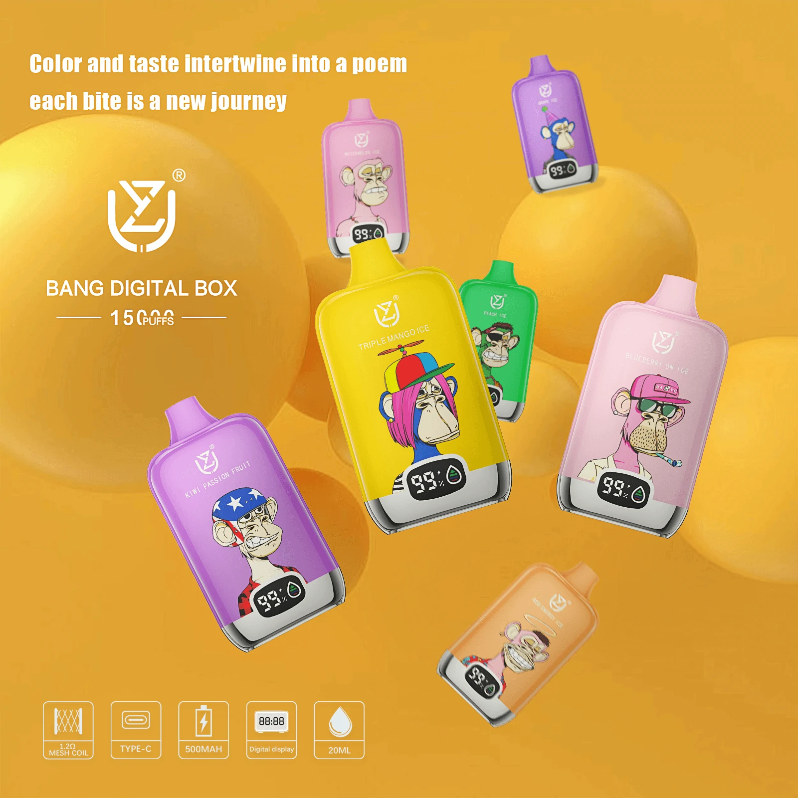 UZY Bang Digital 15000パフ 使い捨て電子タバコ 画像3