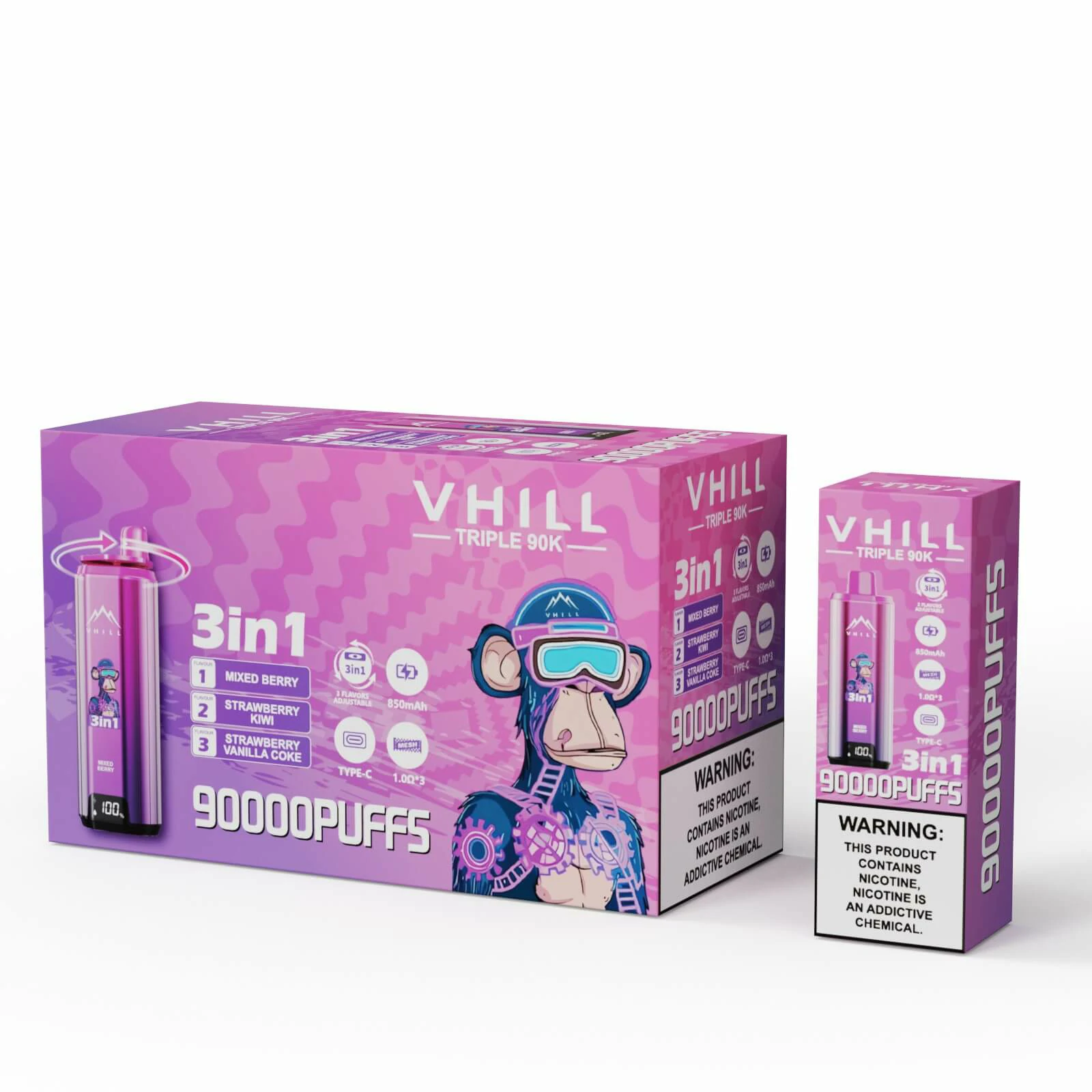 VHILL TRIPLE 90000パフ 3-in-1 使い捨て電子タバコ 画像3