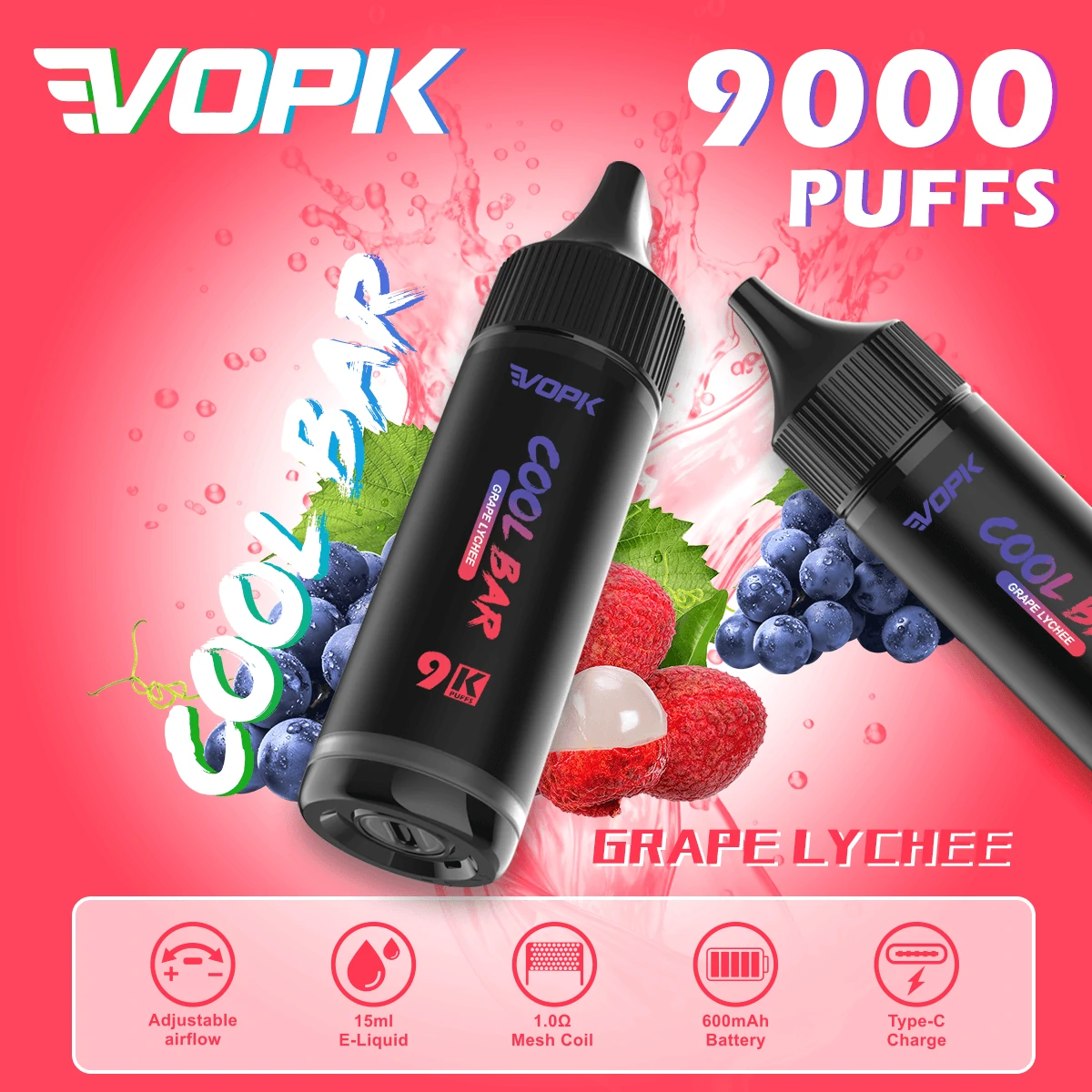 VOPK COOL Bar 9000パフ 使い捨て電子タバコ 画像6