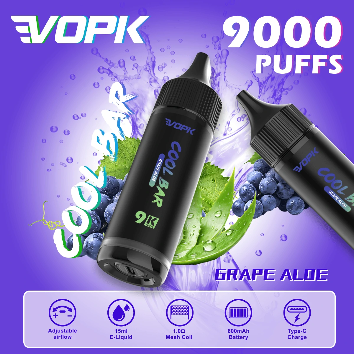 VOPK COOL Bar 9000パフ 使い捨て電子タバコ 画像5