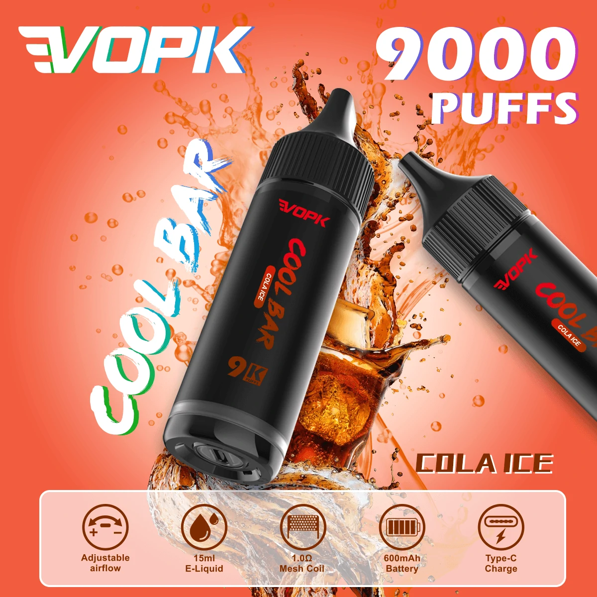 VOPK COOL Bar 9000パフ 使い捨て電子タバコ 画像7