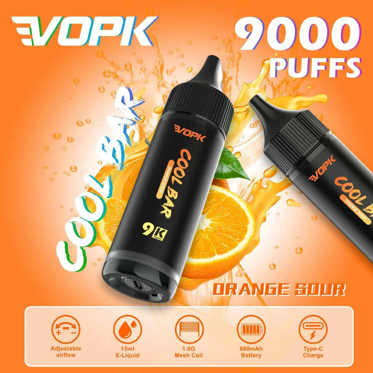 VOPK COOL Bar 9000パフ 使い捨て電子タバコ 画像2