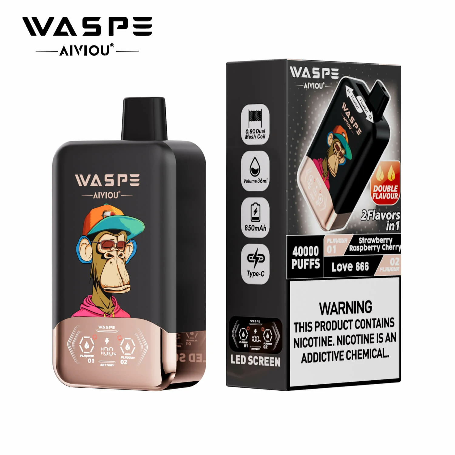 WASPE AIVIOU 40000パフ 2-in-1 使い捨て電子タバコ 画像4