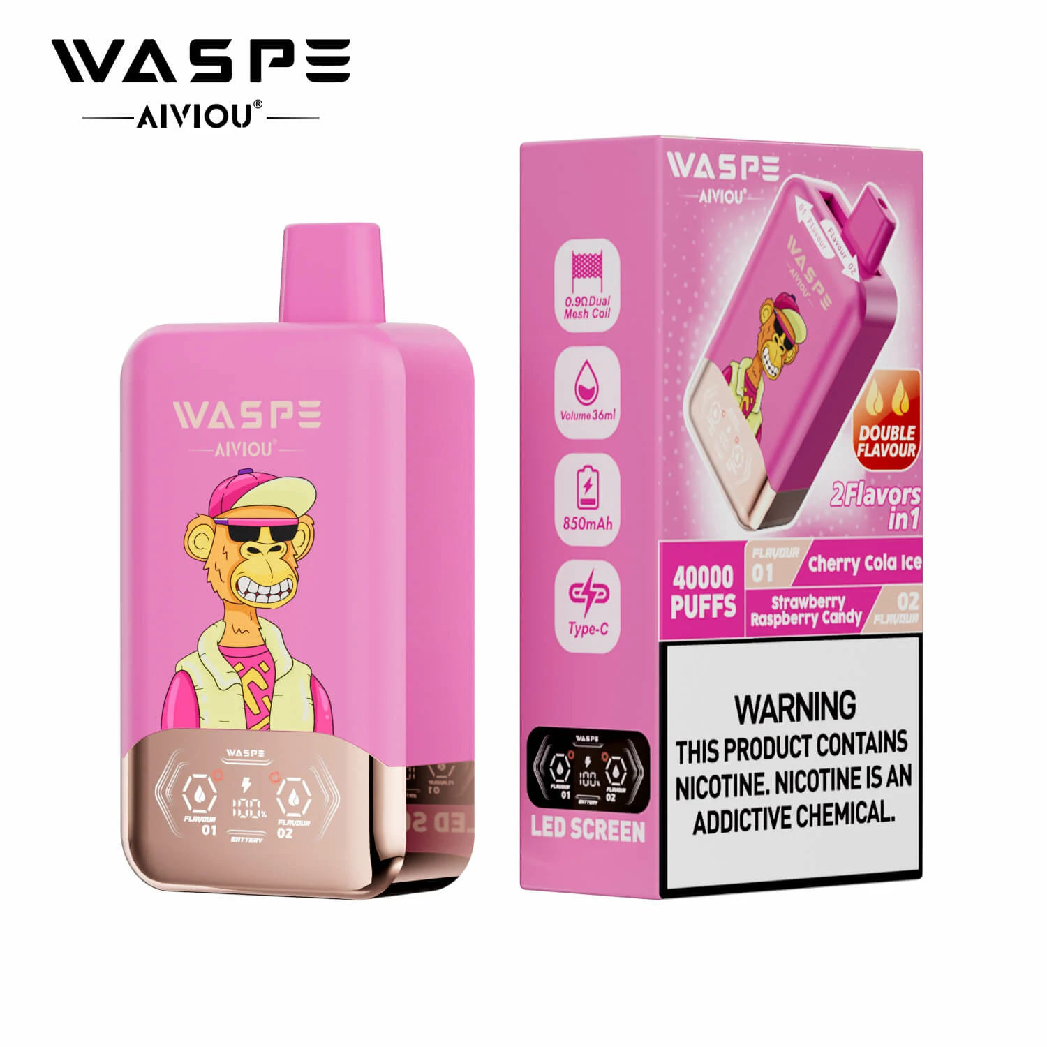 WASPE AIVIOU 40000パフ 2-in-1 使い捨て電子タバコ 画像8