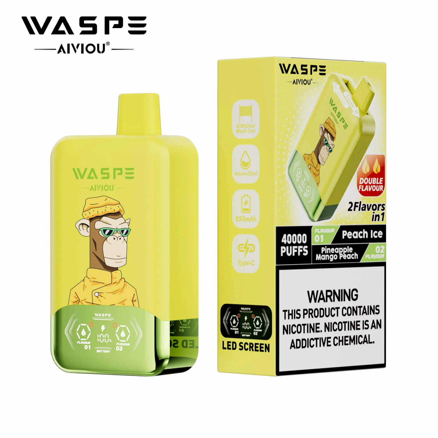 WASPE AIVIOU 40000パフ 2-in-1 使い捨て電子タバコ 画像5