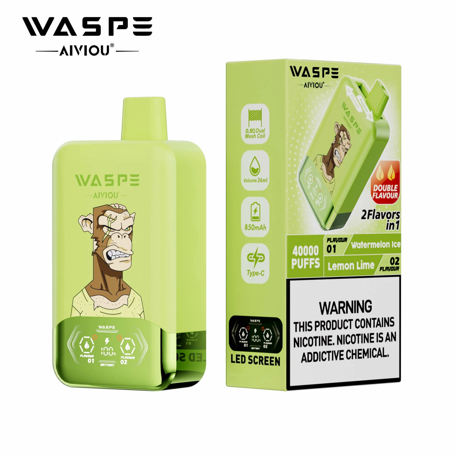 WASPE AIVIOU 40000パフ 2-in-1 使い捨て電子タバコ 画像6