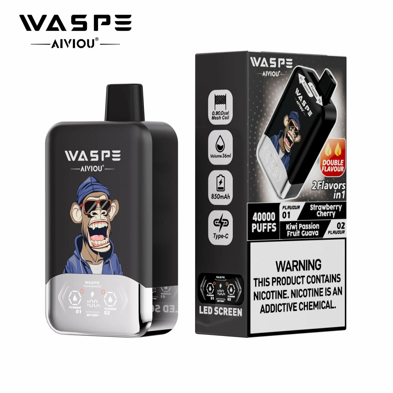 WASPE AIVIOU 40000パフ 2-in-1 使い捨て電子タバコ 画像9