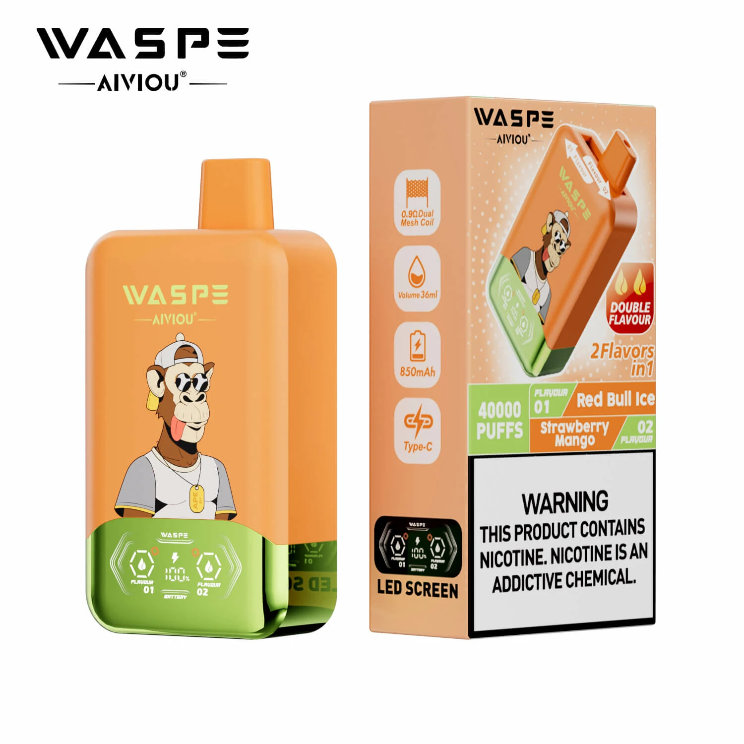WASPE AIVIOU 40000パフ 2-in-1 使い捨て電子タバコ 画像3