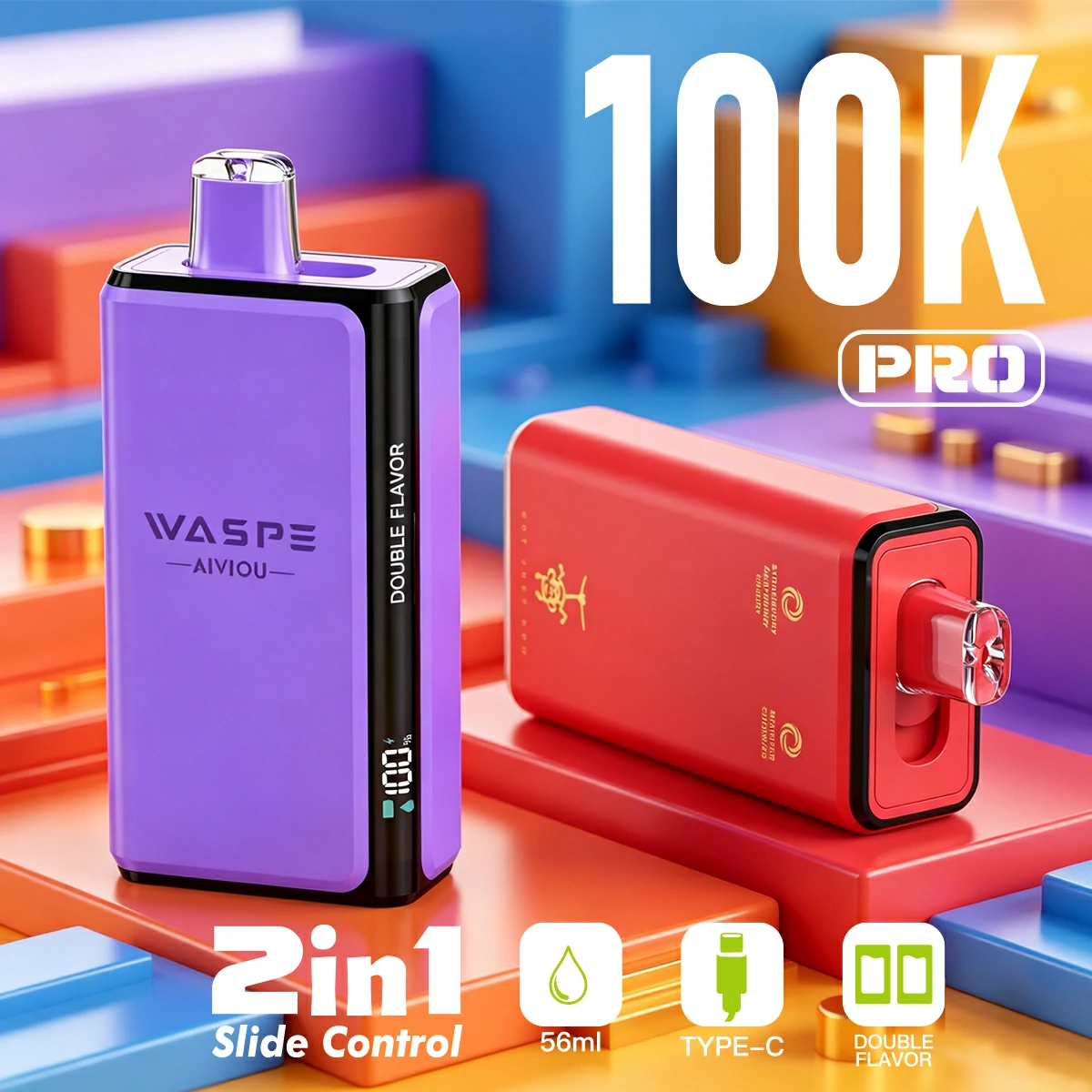 WASPE Pro 100000パフ 2-in-1 使い捨て電子タバコ 画像3