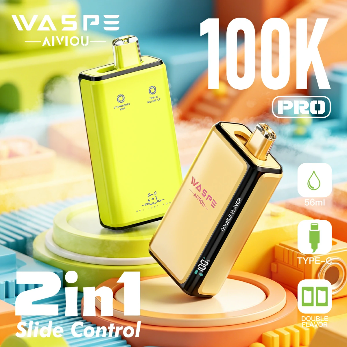 WASPE Pro 100000パフ 2-in-1 使い捨て電子タバコ