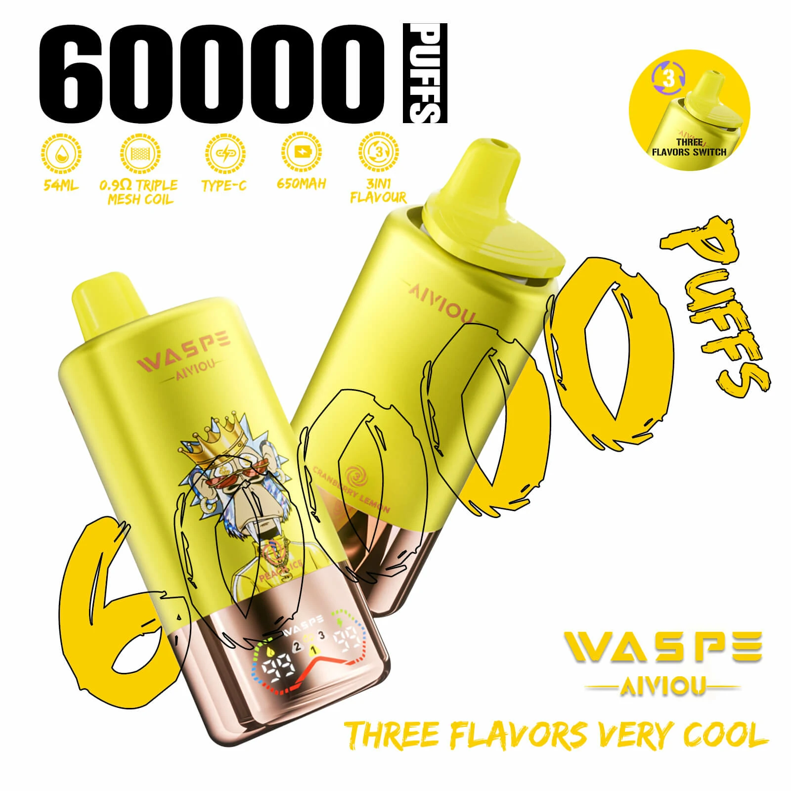 WASPE Bar 60000パフ 使い捨て電子タバコ