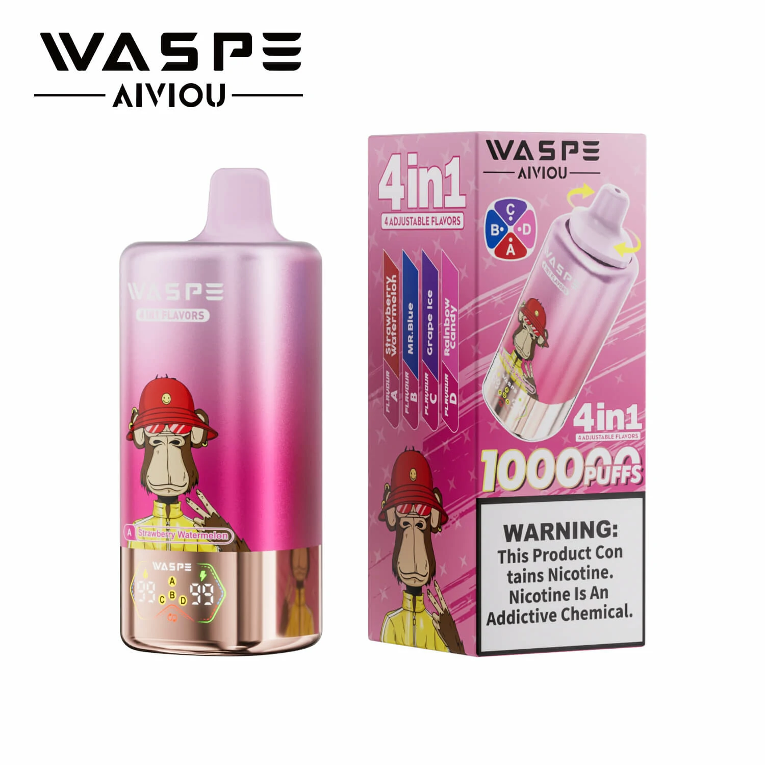 WASPE AIVIOU 100000パフ 4-in-1 使い捨て電子タバコ 画像2