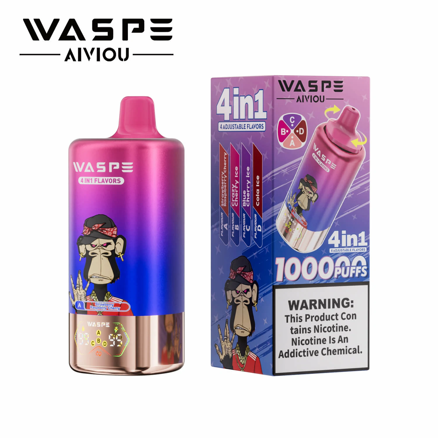 WASPE AIVIOU 100000パフ 4-in-1 使い捨て電子タバコ 画像4