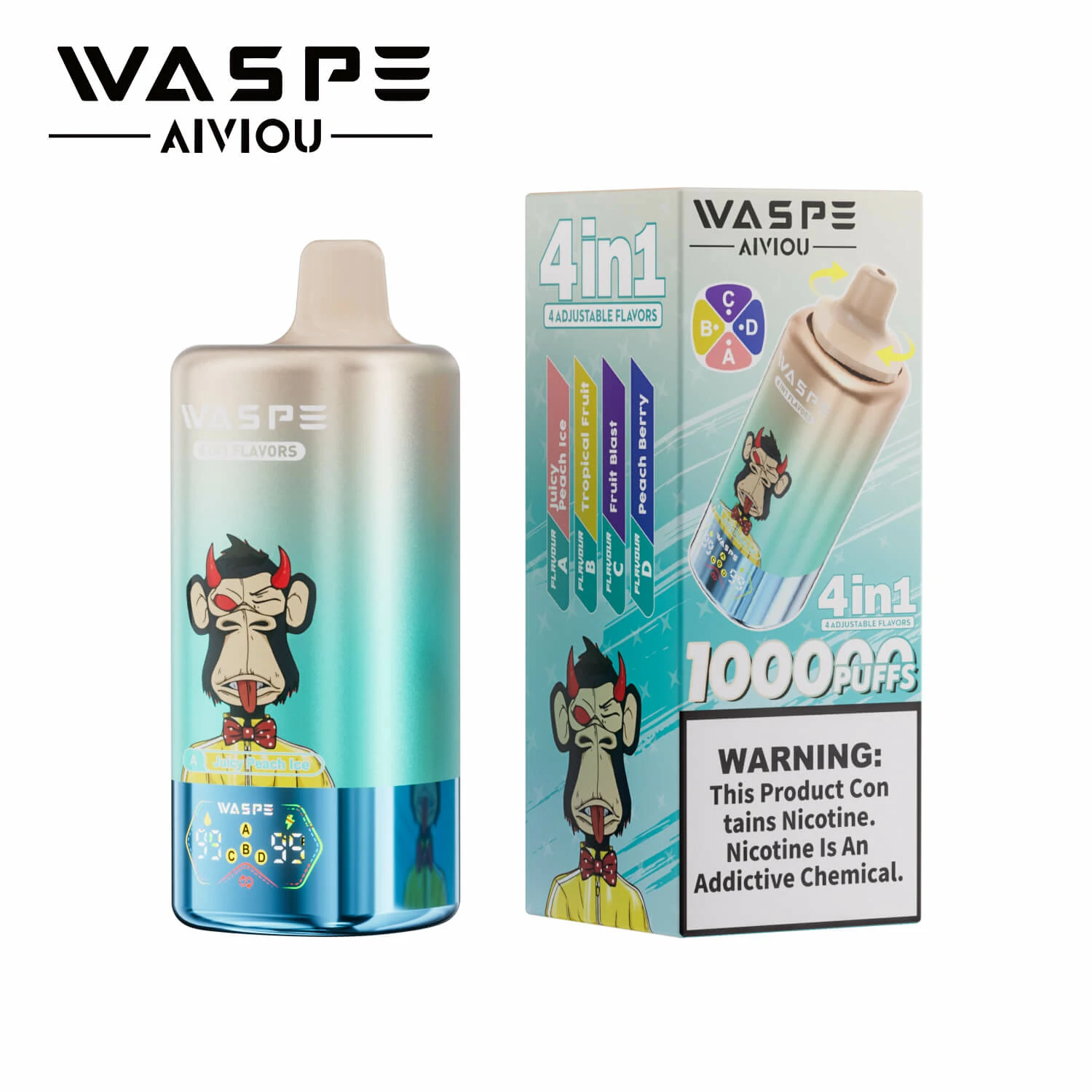 WASPE AIVIOU 100000パフ 4-in-1 使い捨て電子タバコ 画像8