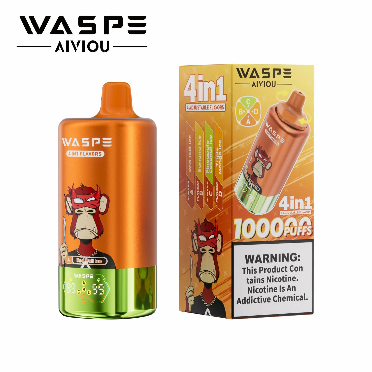 WASPE AIVIOU 100000パフ 4-in-1 使い捨て電子タバコ 画像3