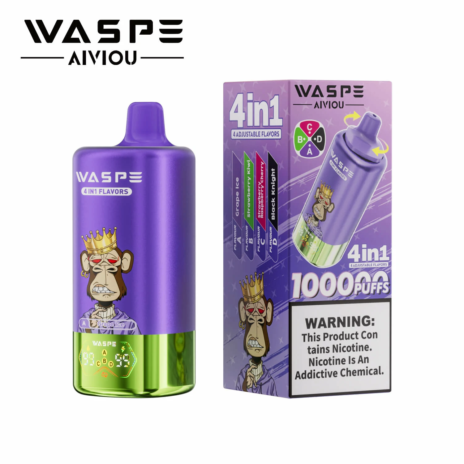 WASPE AIVIOU 100000パフ 4-in-1 使い捨て電子タバコ 画像9