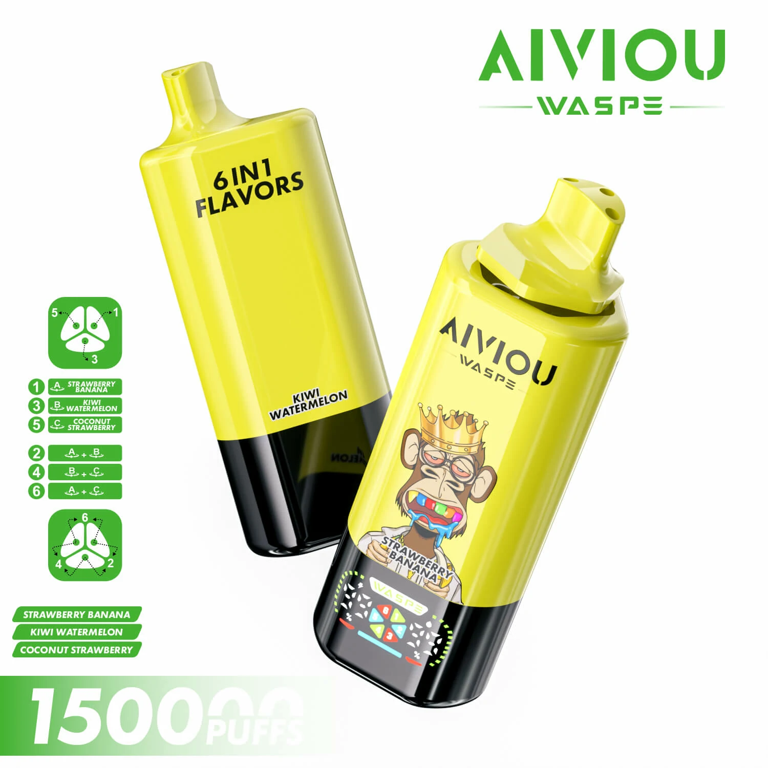 WASPE AIVIOU 150000パフ 6-in-1 使い捨て電子タバコ 画像9